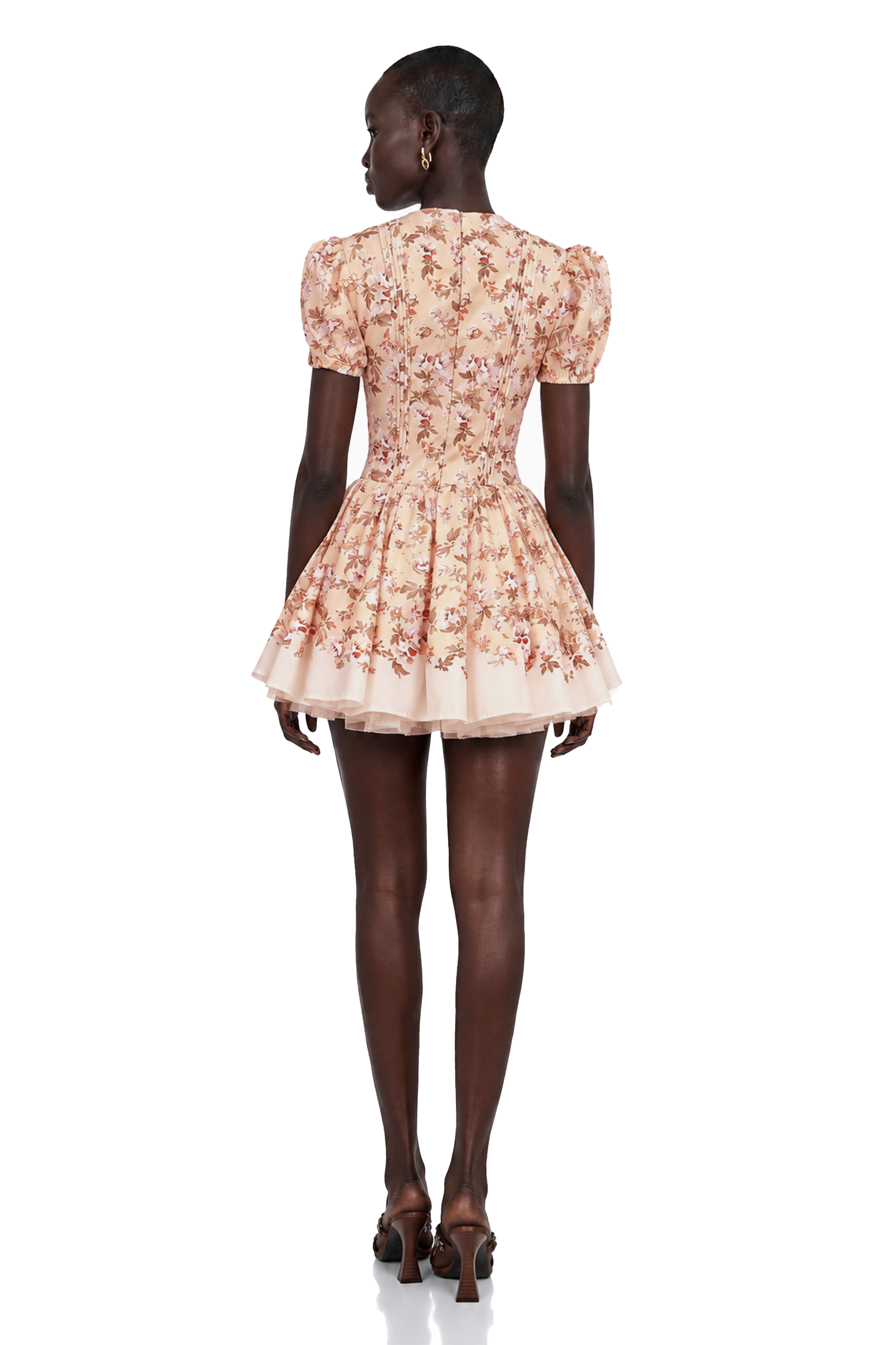 Alizée Yellow Floral-Print Pleated Mini Dress