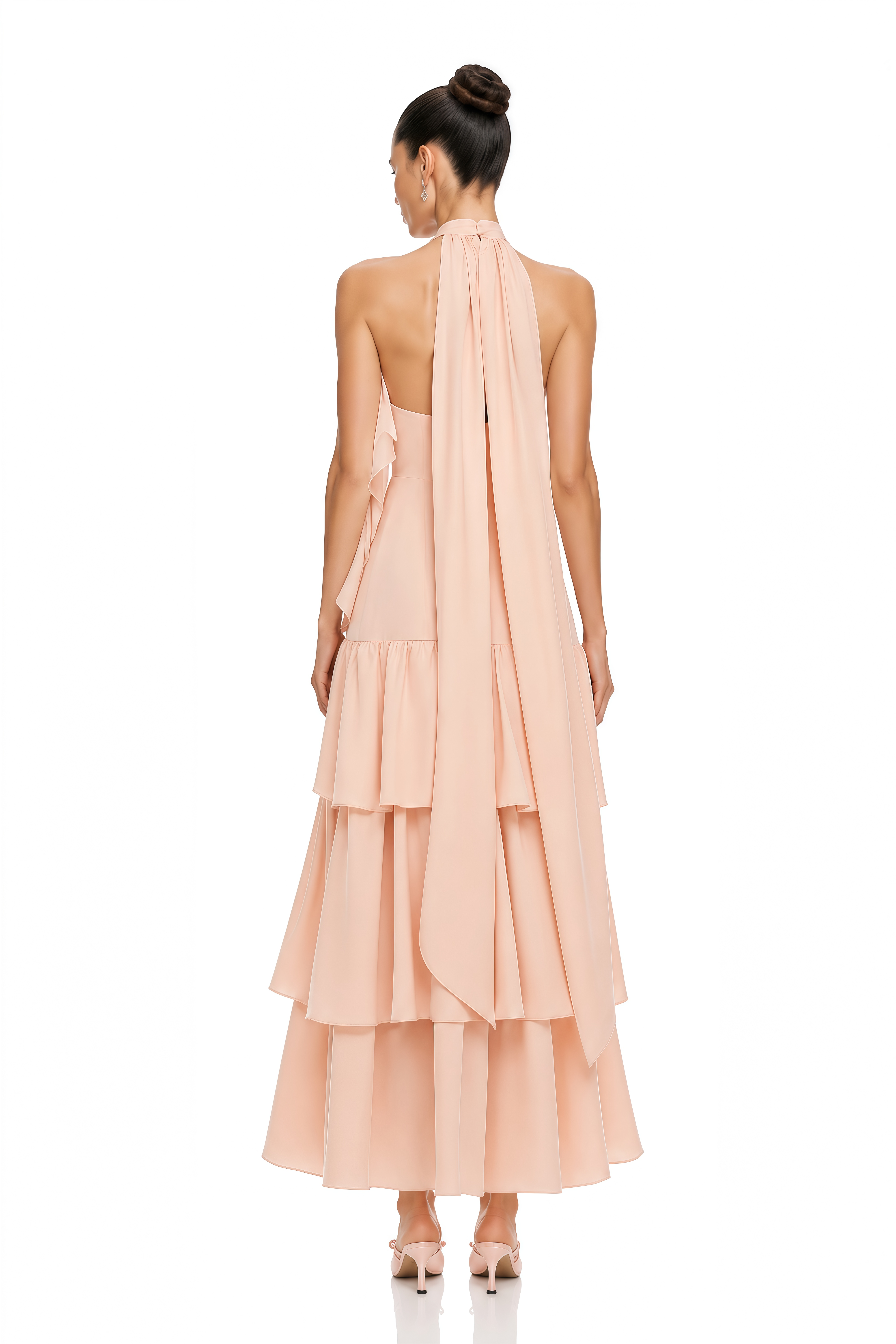 Ambre Pink Ruched Sleeveless Maxi Dress