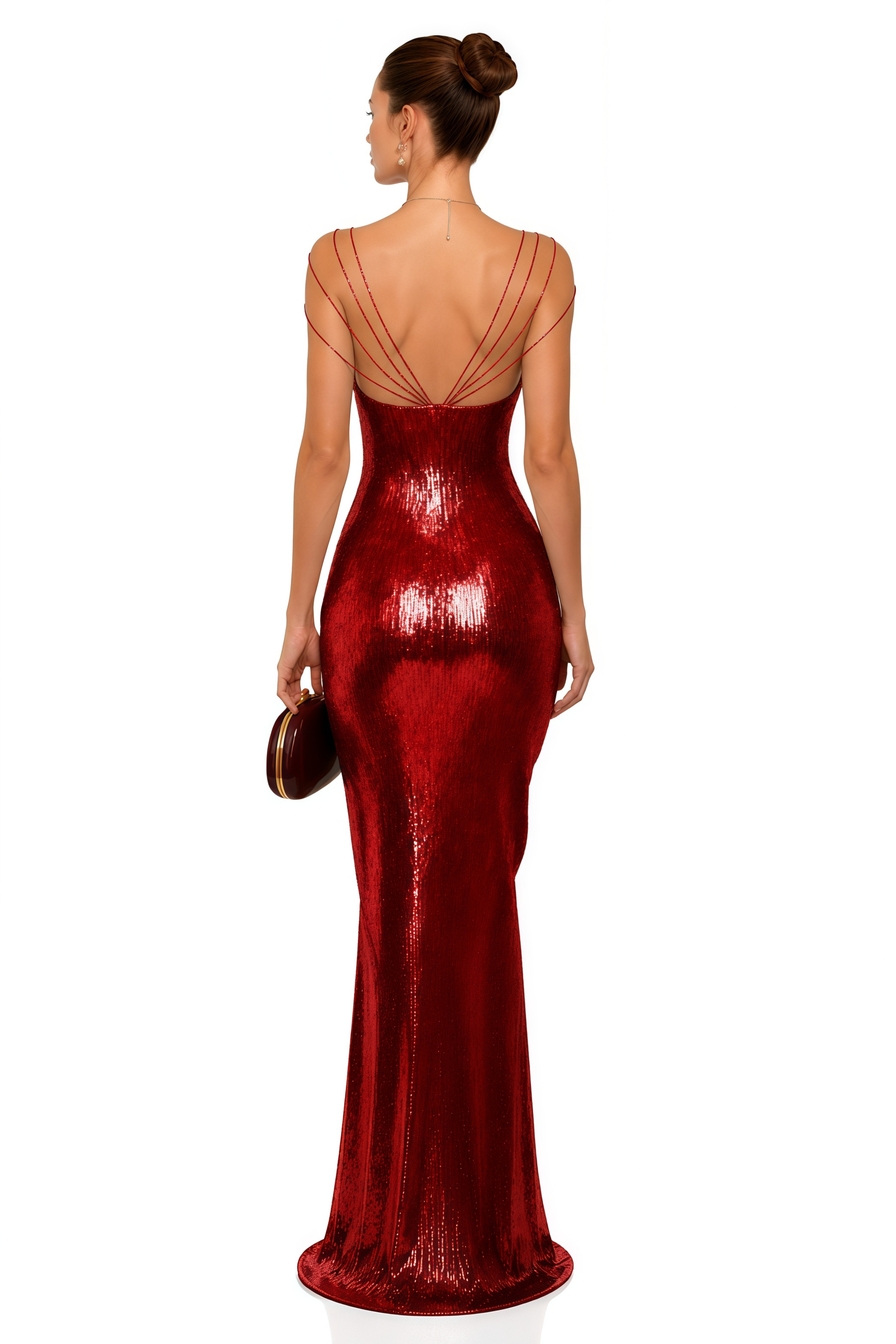 Cressida Red Sparkly Embellished Maxi Dress