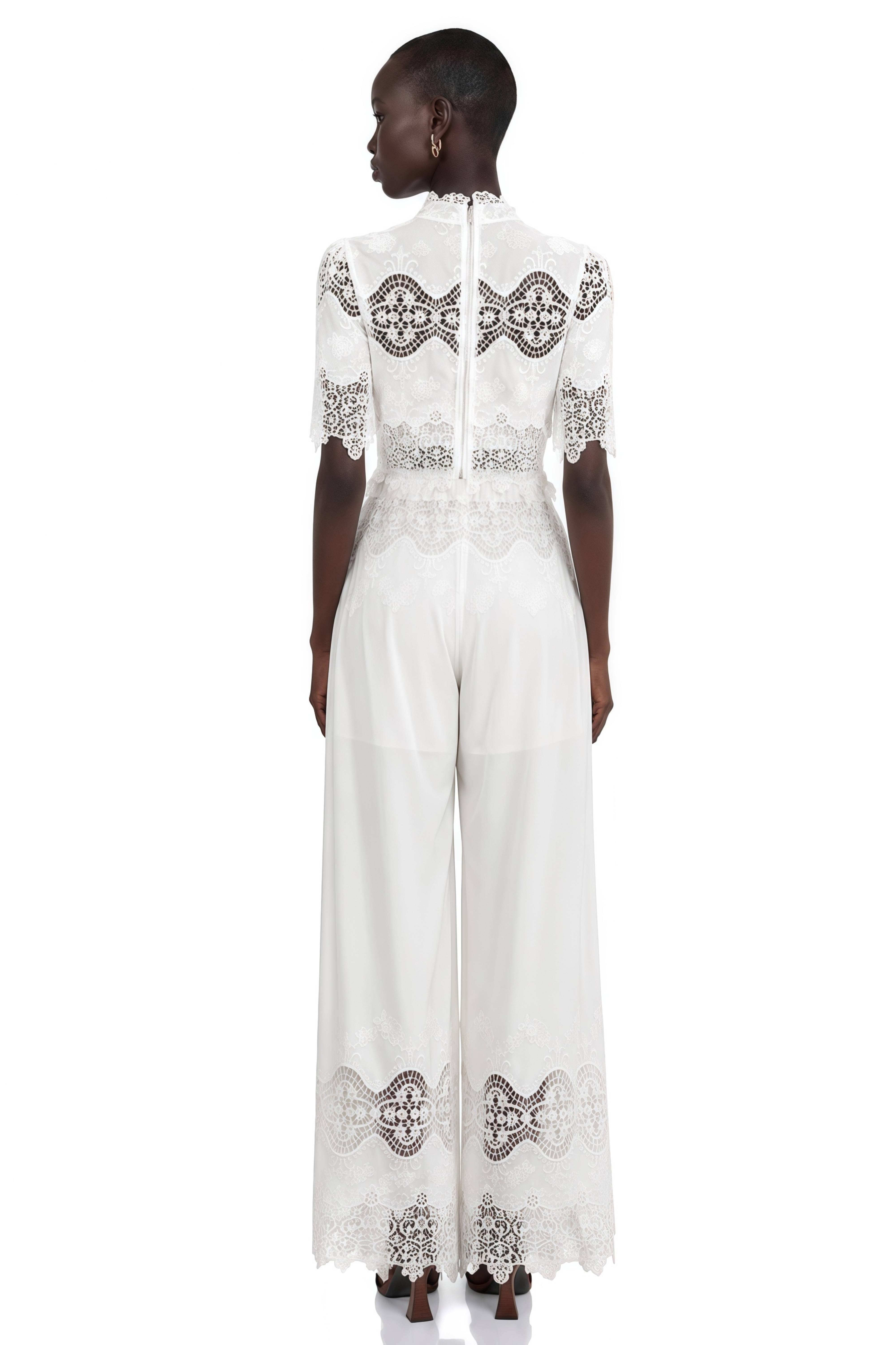 Raphaëlle Lace-Trim Cut-Out Cropped Top & Trousers Matching Set