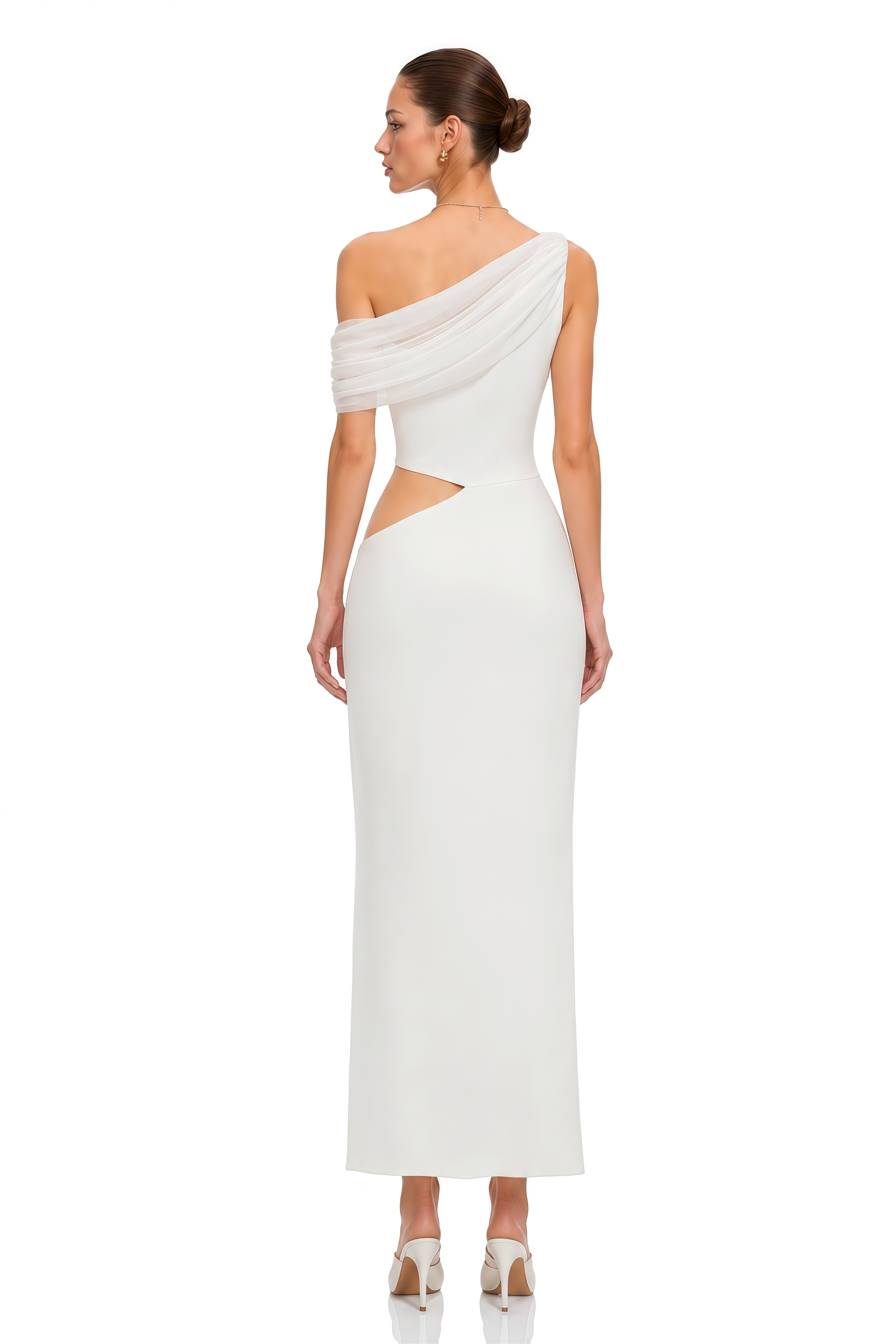 Renan White One Shoulder Cut-Out Maxi Dress
