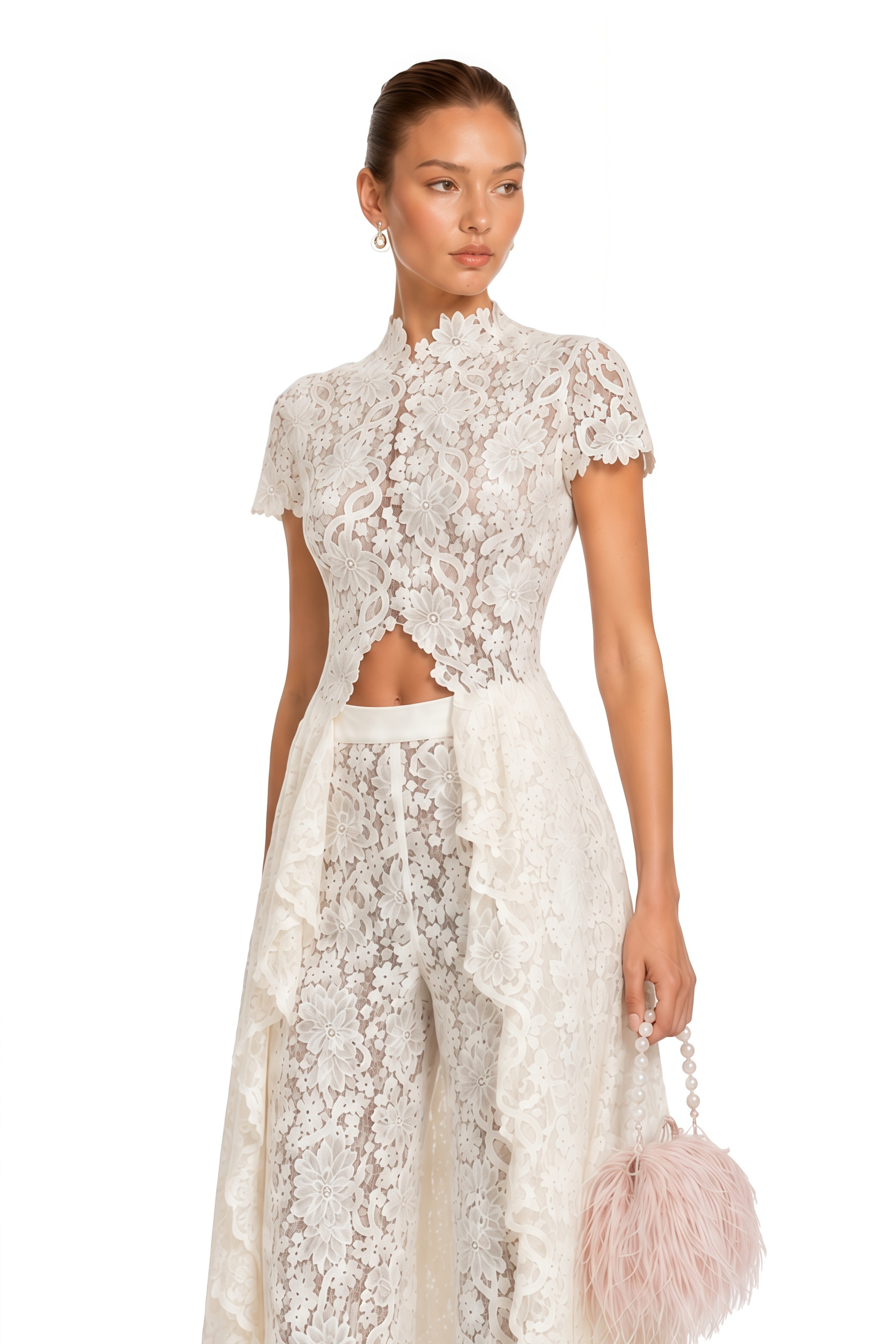 Loana White Floral Lace Top & Trousers Set – Miss Rosier - Women's