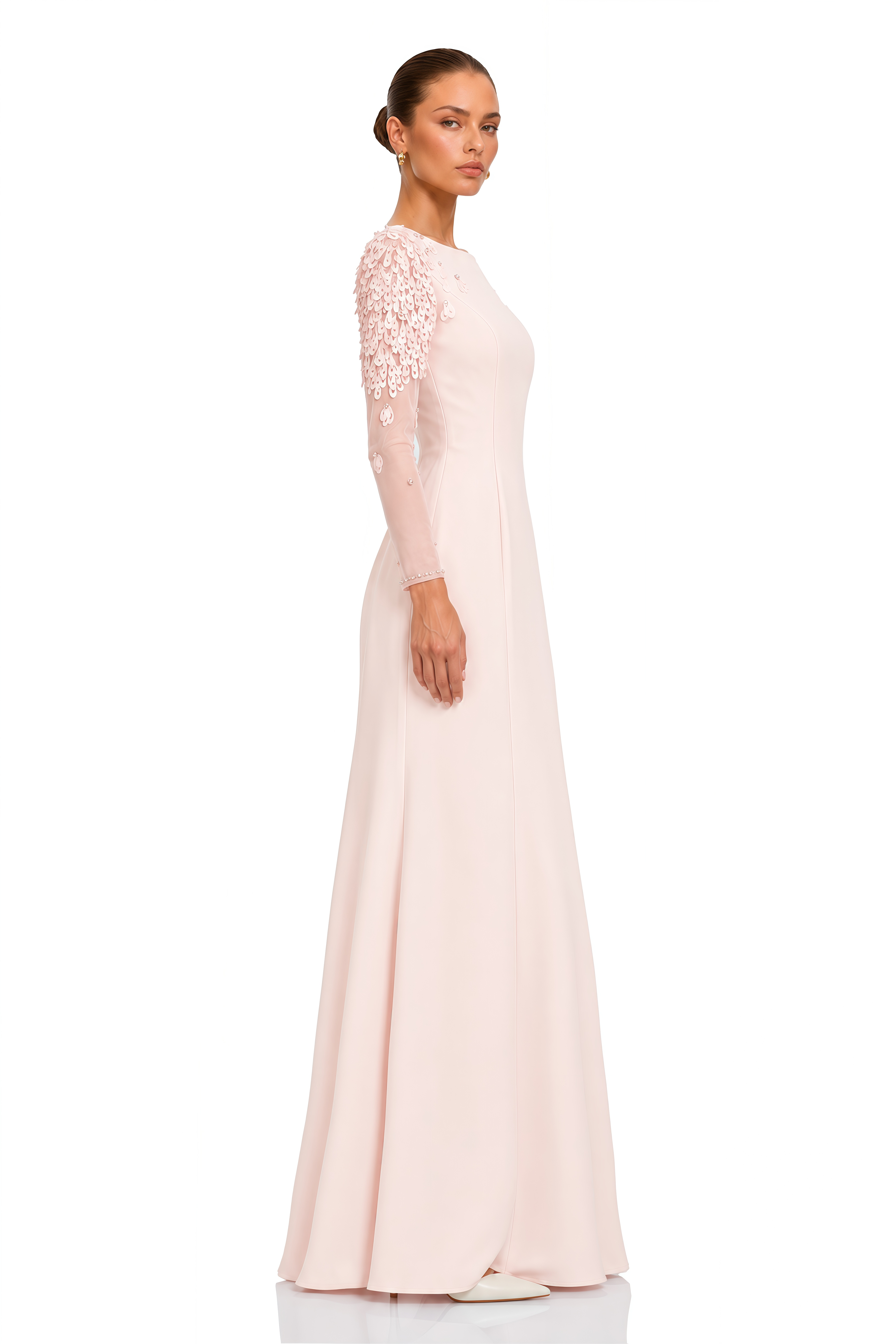 Gunnel Pink Flared Embellished Maxi Gown