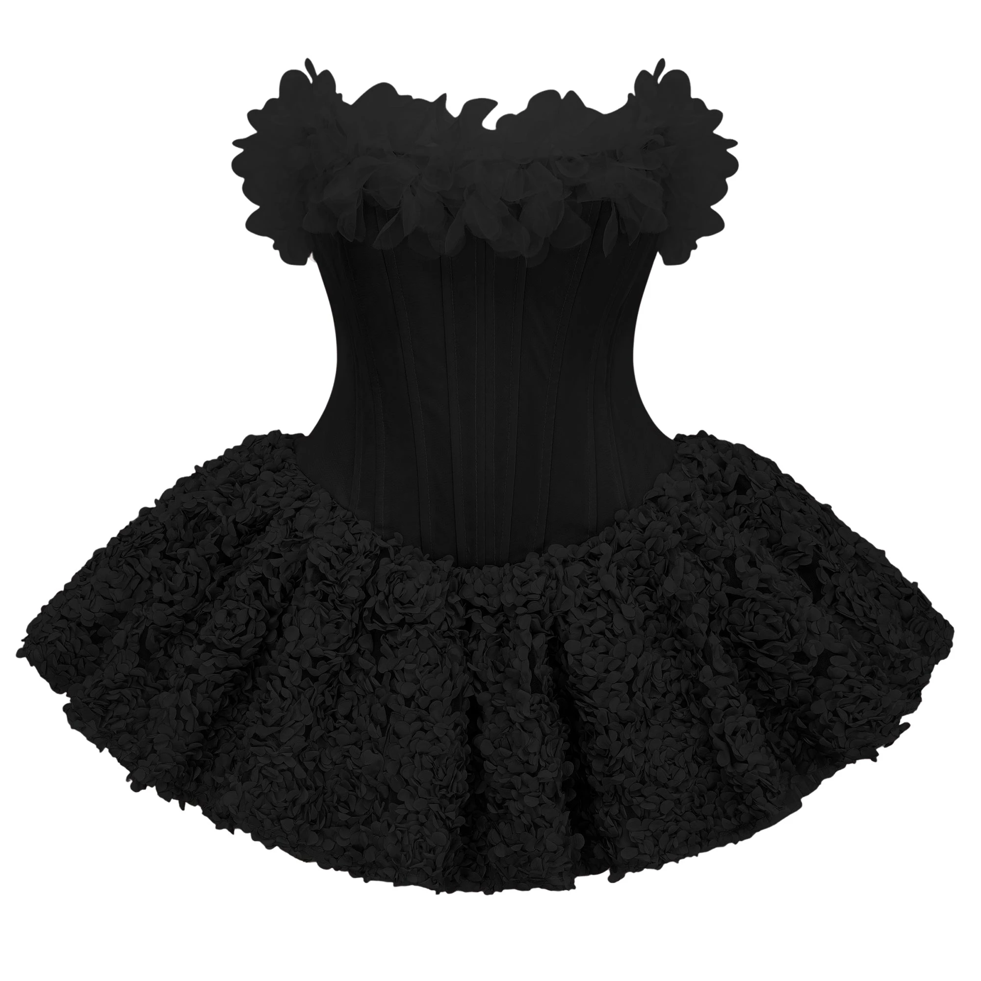 Rachel Black 3D Petal Tulle Mini Dress