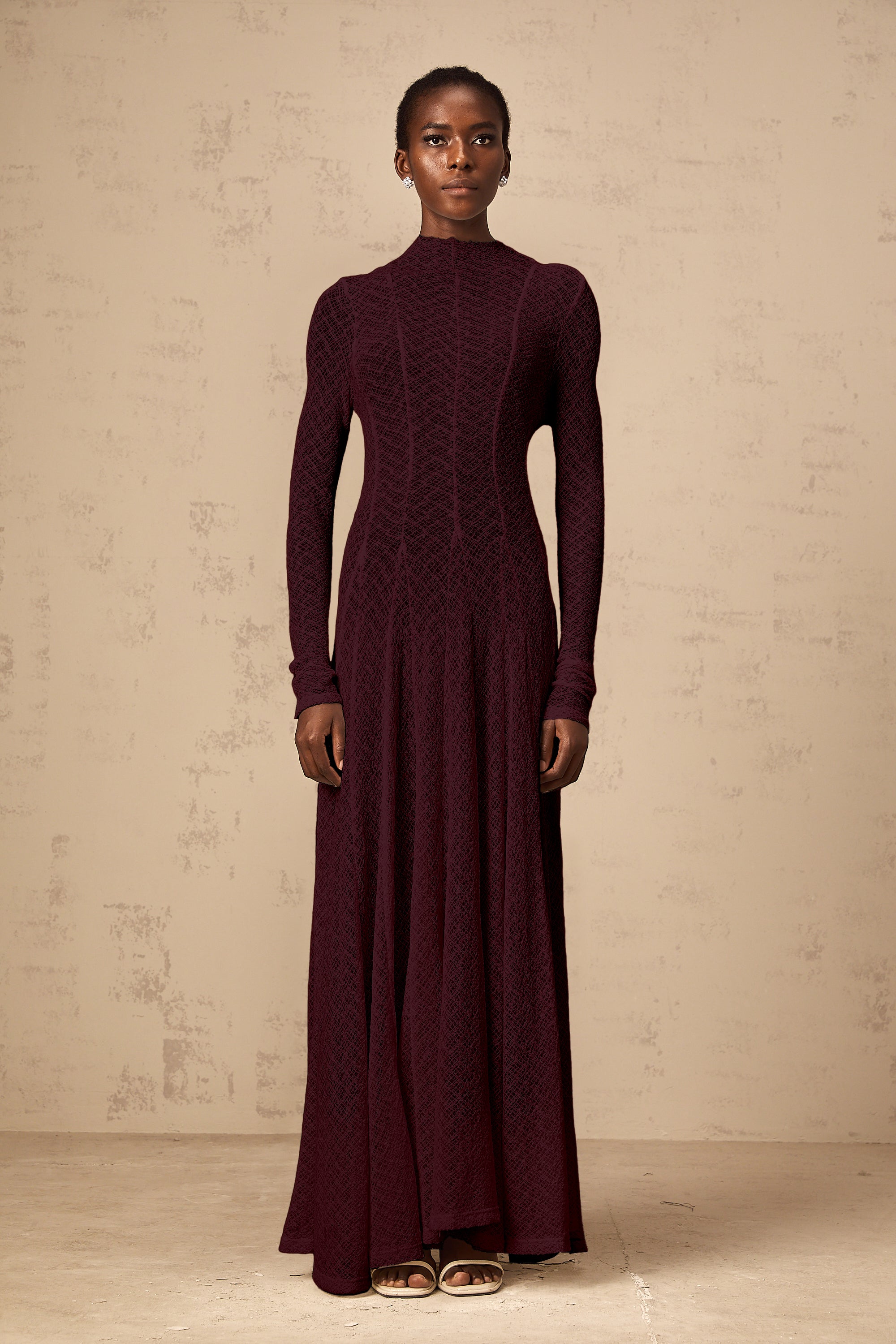 Athena wavy-pattern lace maxi dress in Red (Final Sale-US Only)