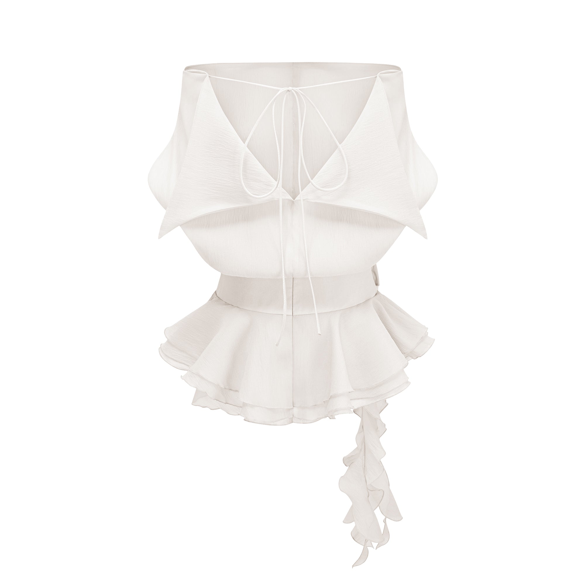 Amélie White Floral Appliqué Flounced Mini Dress