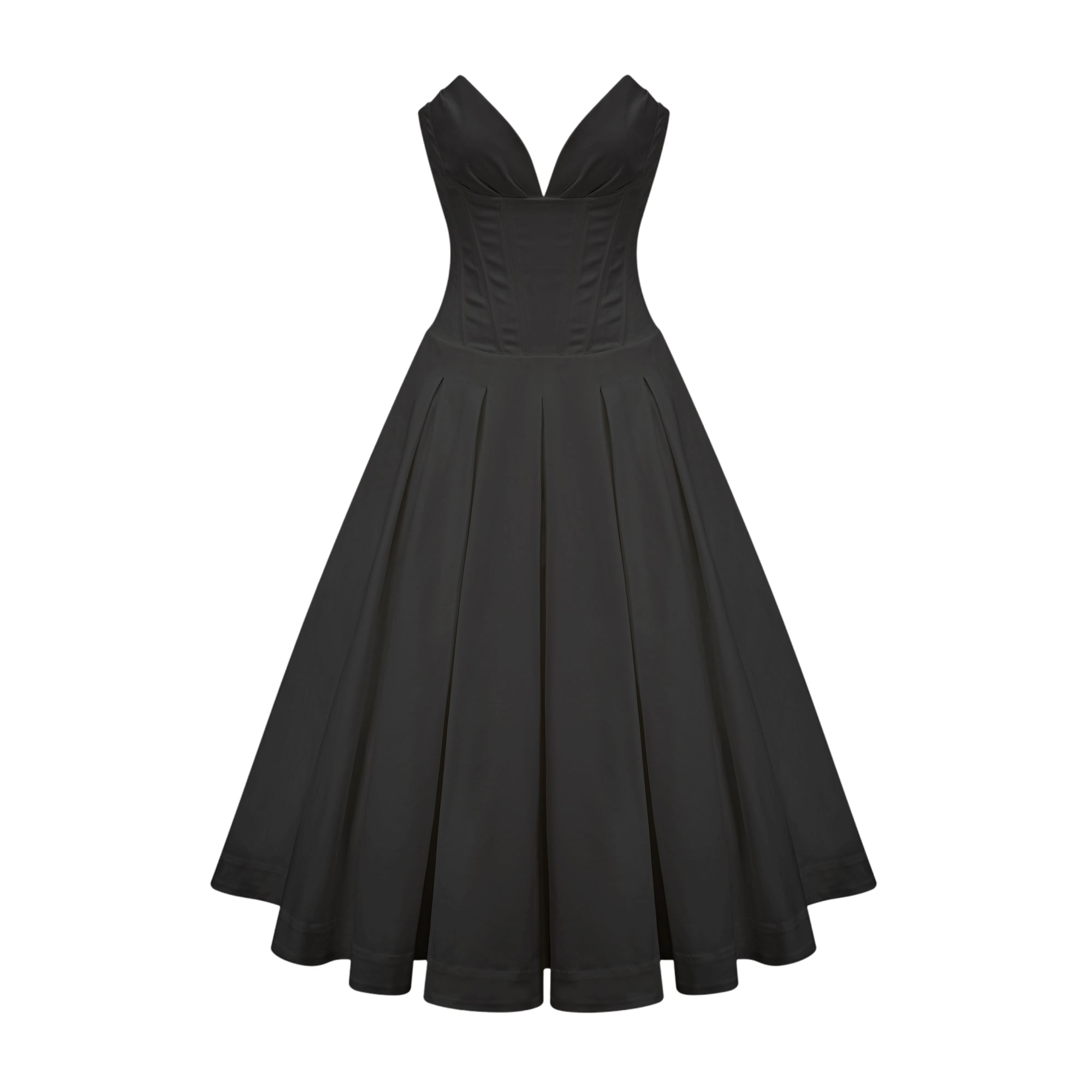 Katherine Black Off-Shoulder Corset Midi Dress