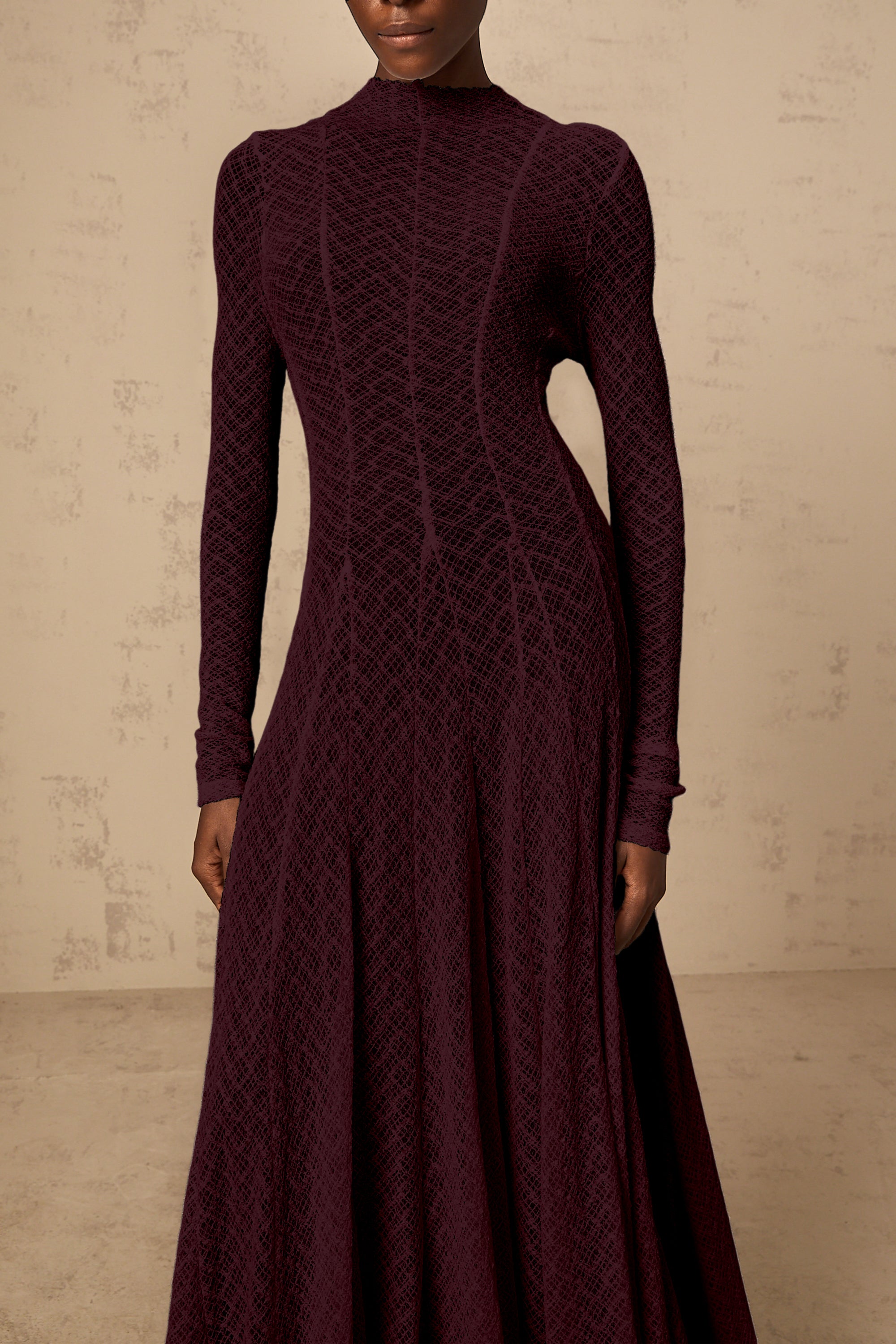 Athena wavy-pattern lace maxi dress in Red (Final Sale-US Only)