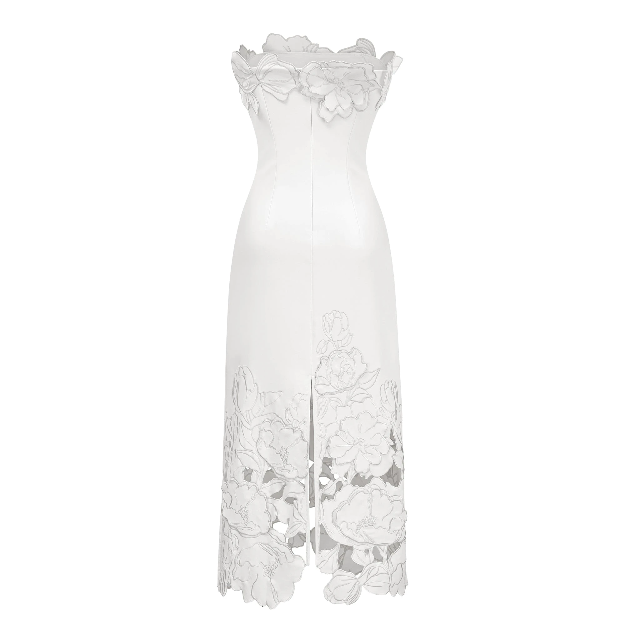 Strapless Floral Embroidered Maxi Dress