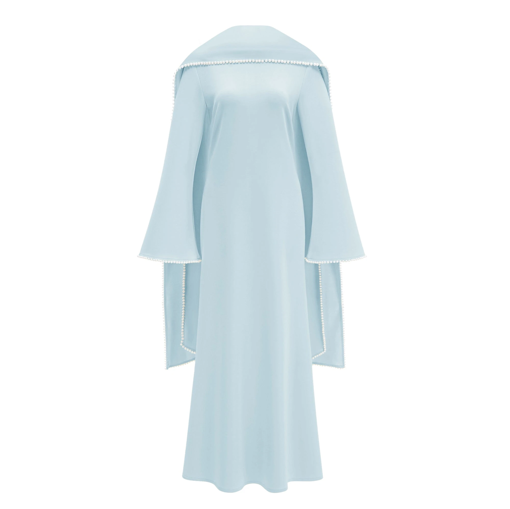 Pearl Trim Shawl Detail Maxi Dress