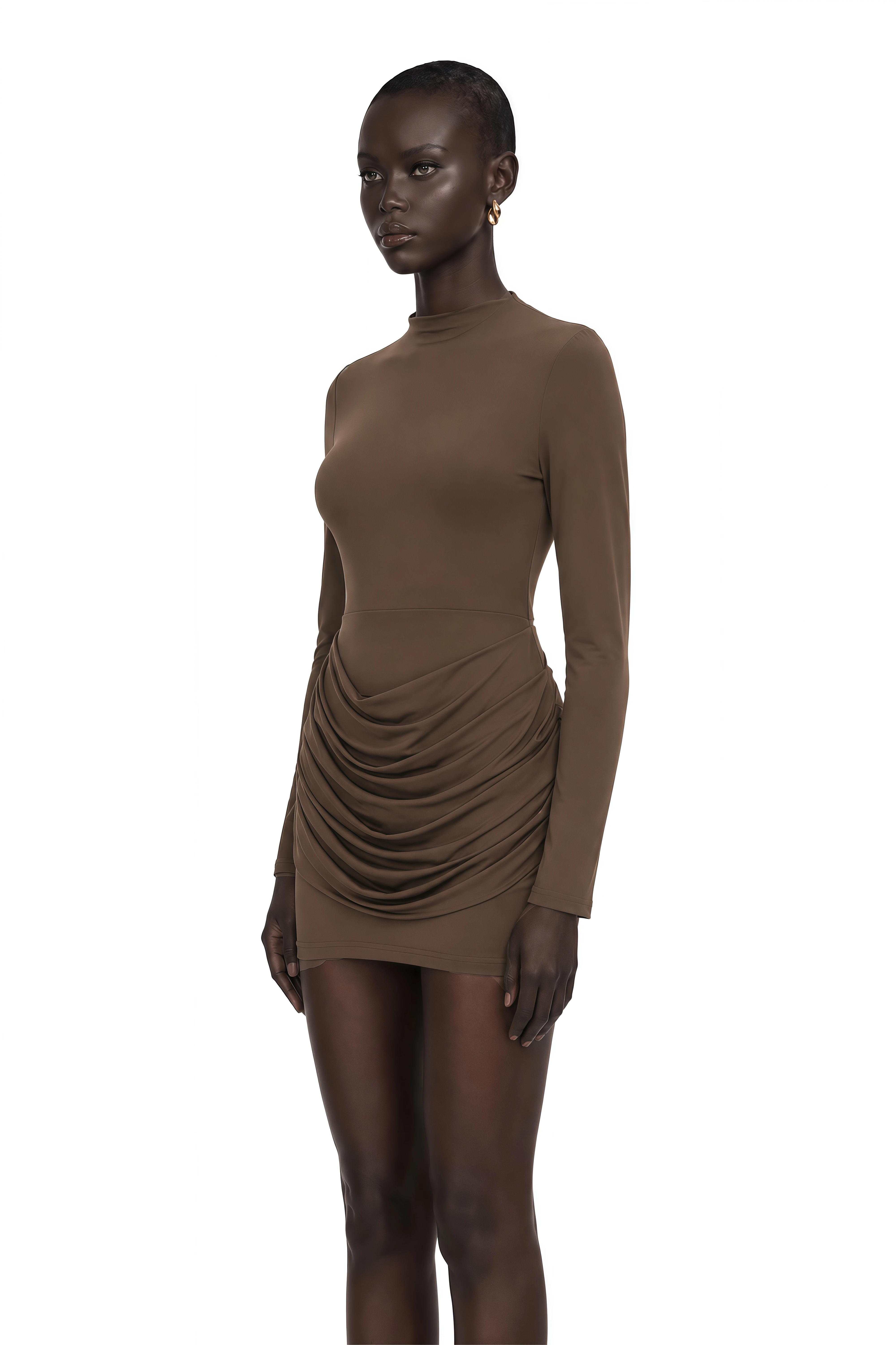 Astrid Brown Bodycon Ruched Mini Dress