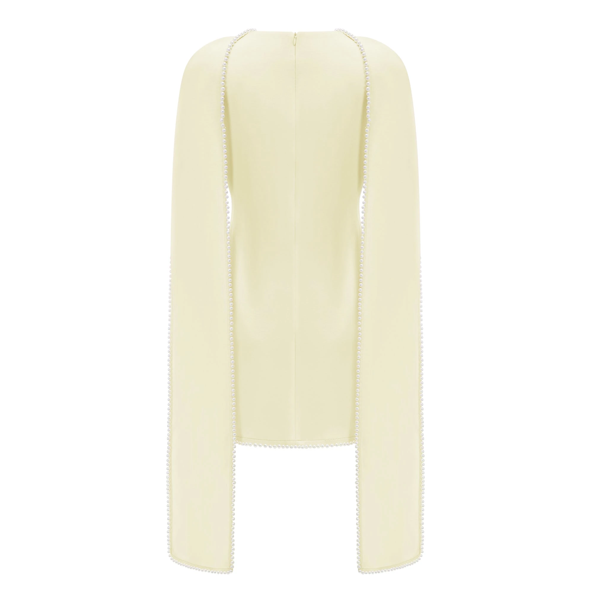 Piroska Yellow Sleeveless Pearl Trim Mini Dress