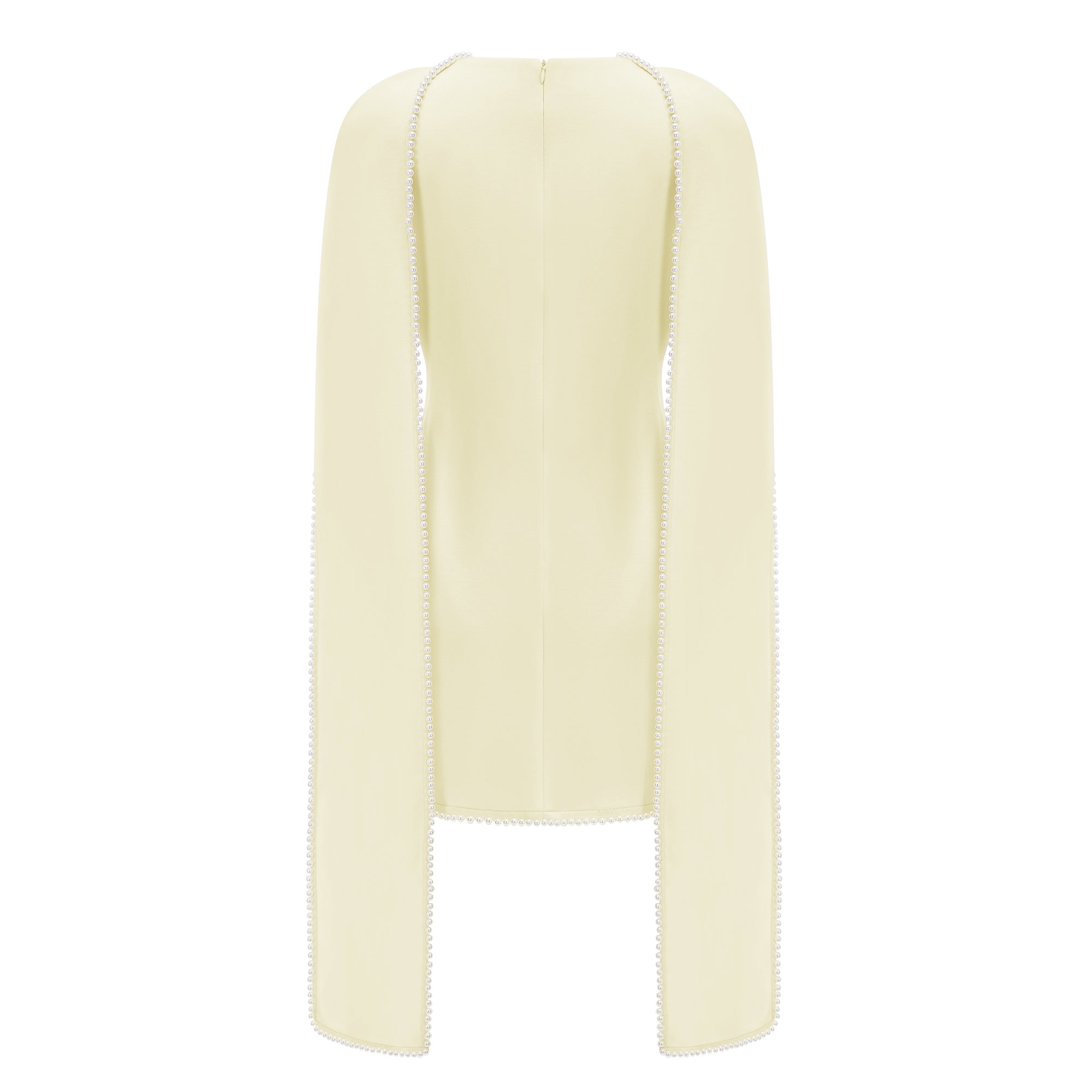 Piroska Yellow Sleeveless Pearl Trim Mini Dress