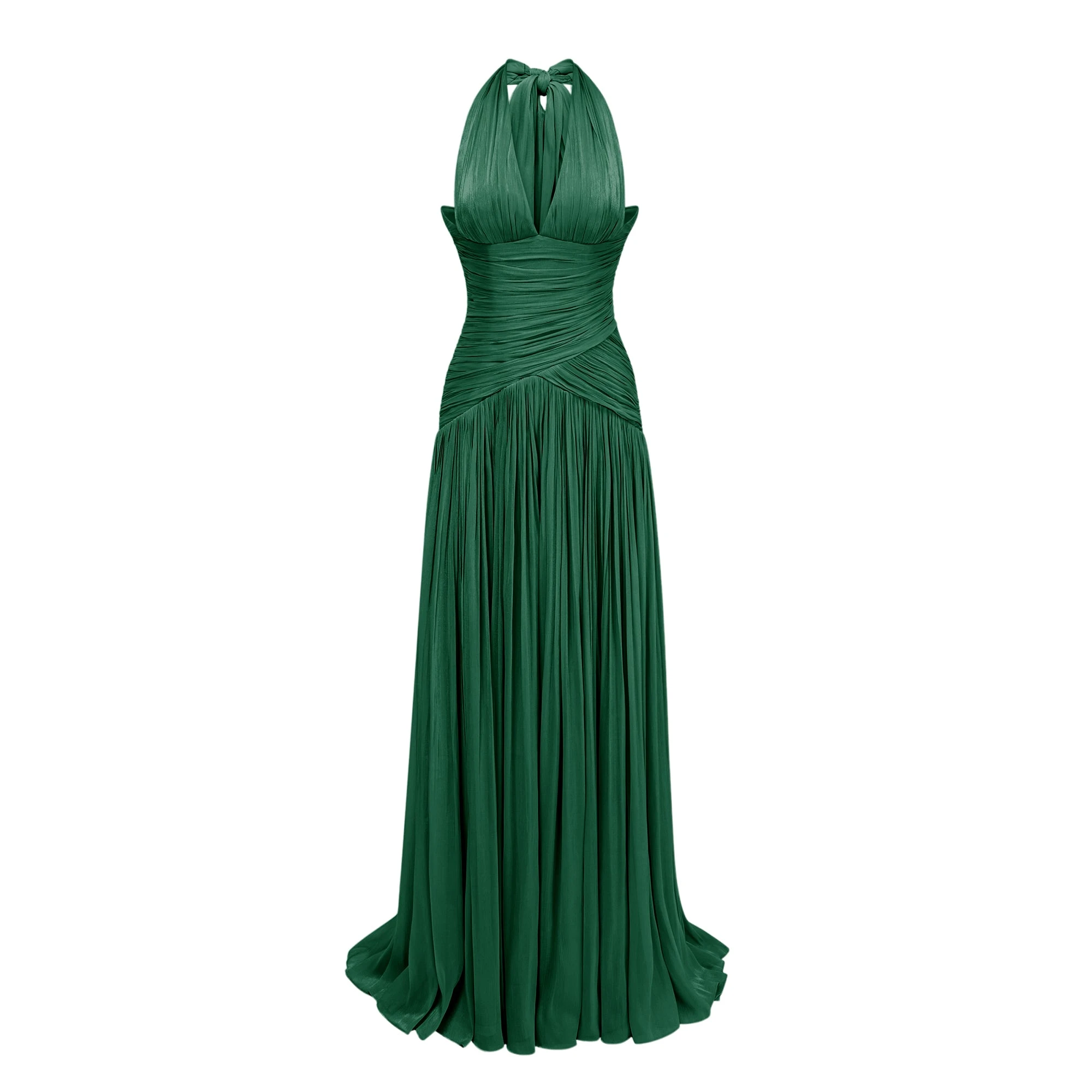 Emerald Green Gathered Maxi Dress
