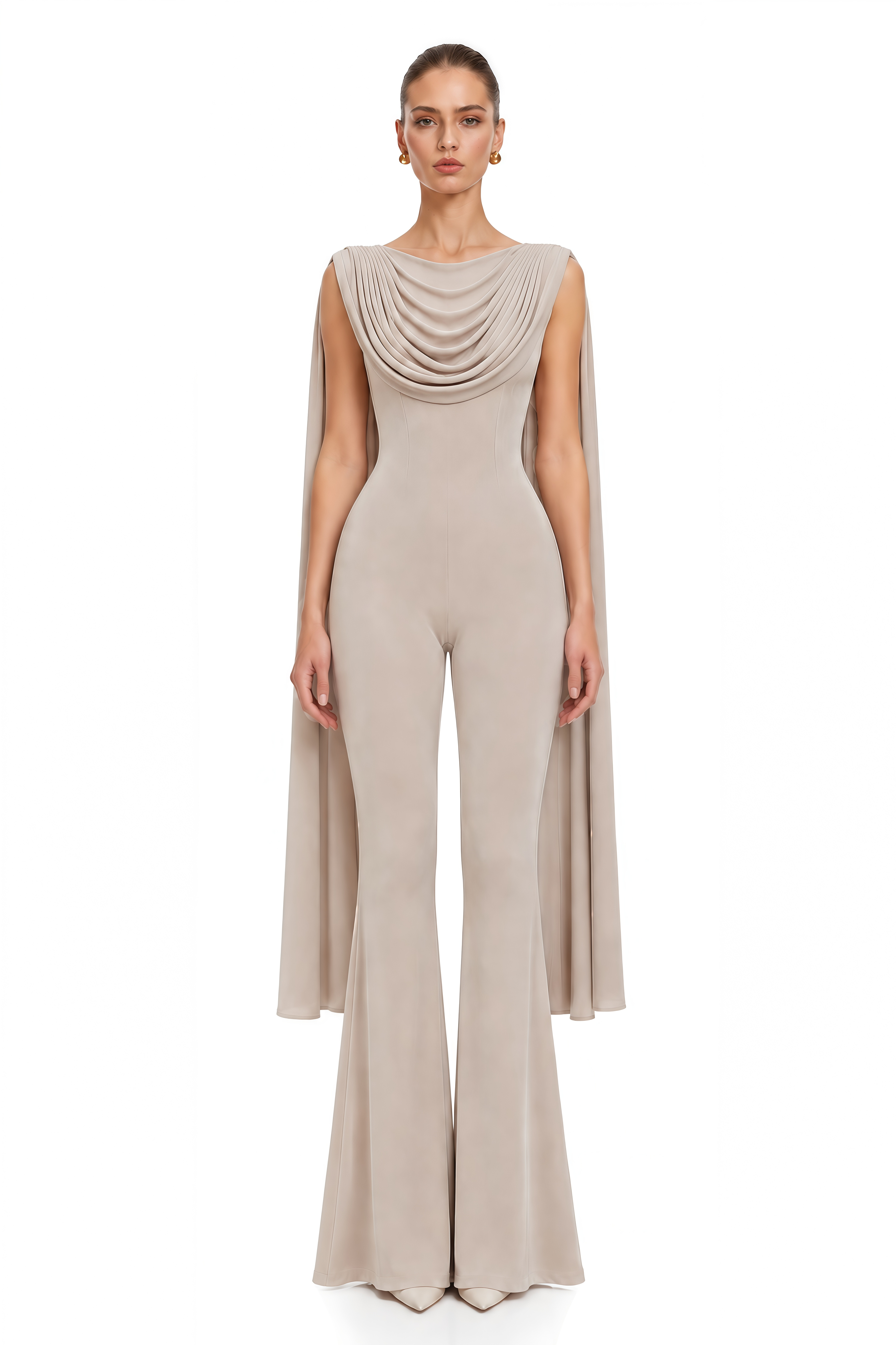Clarisse Neutral Draped Jumpsuit