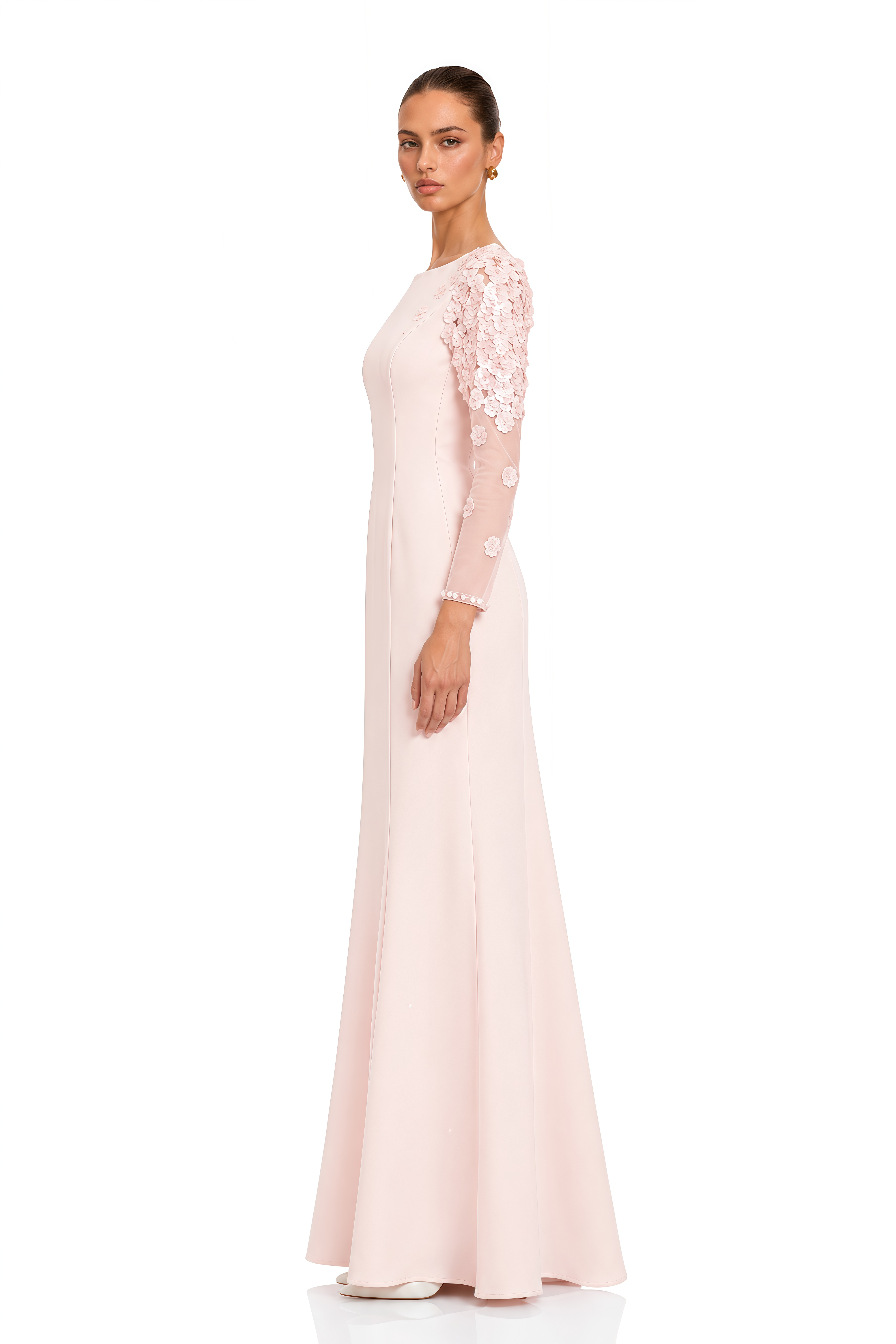 Gunnel Pink Flared Embellished Maxi Gown