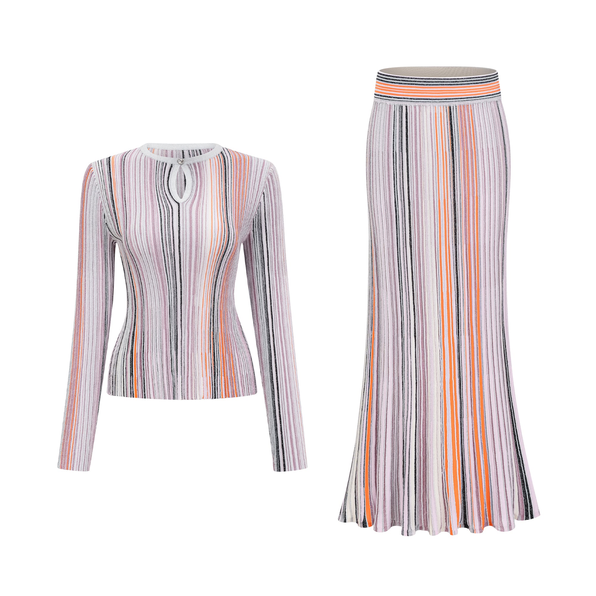 Aphrodite Neutral Glitter Pleated Knit Matching Set