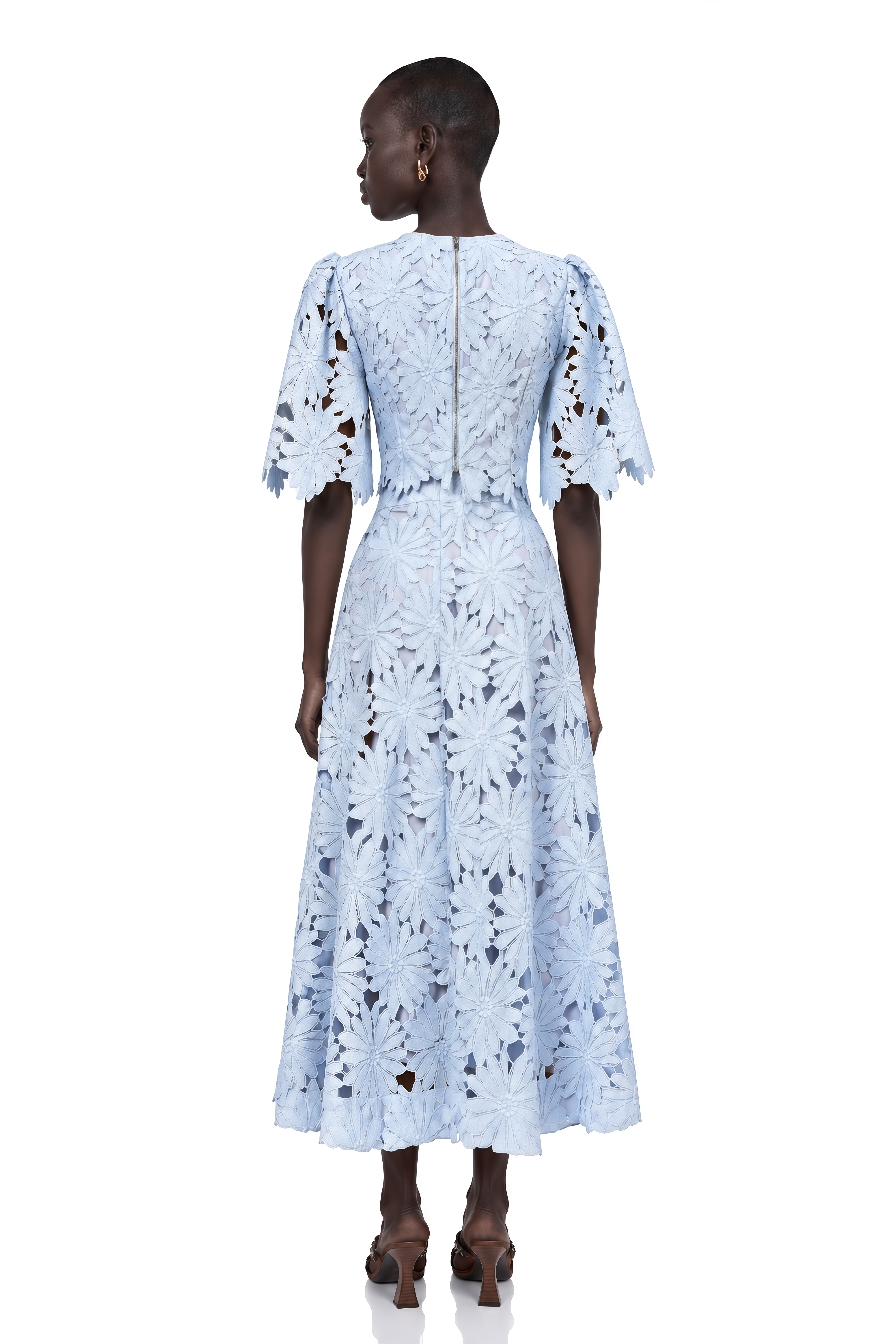 Audrey Blue Guipure Lace Top & Skirt Matching Set