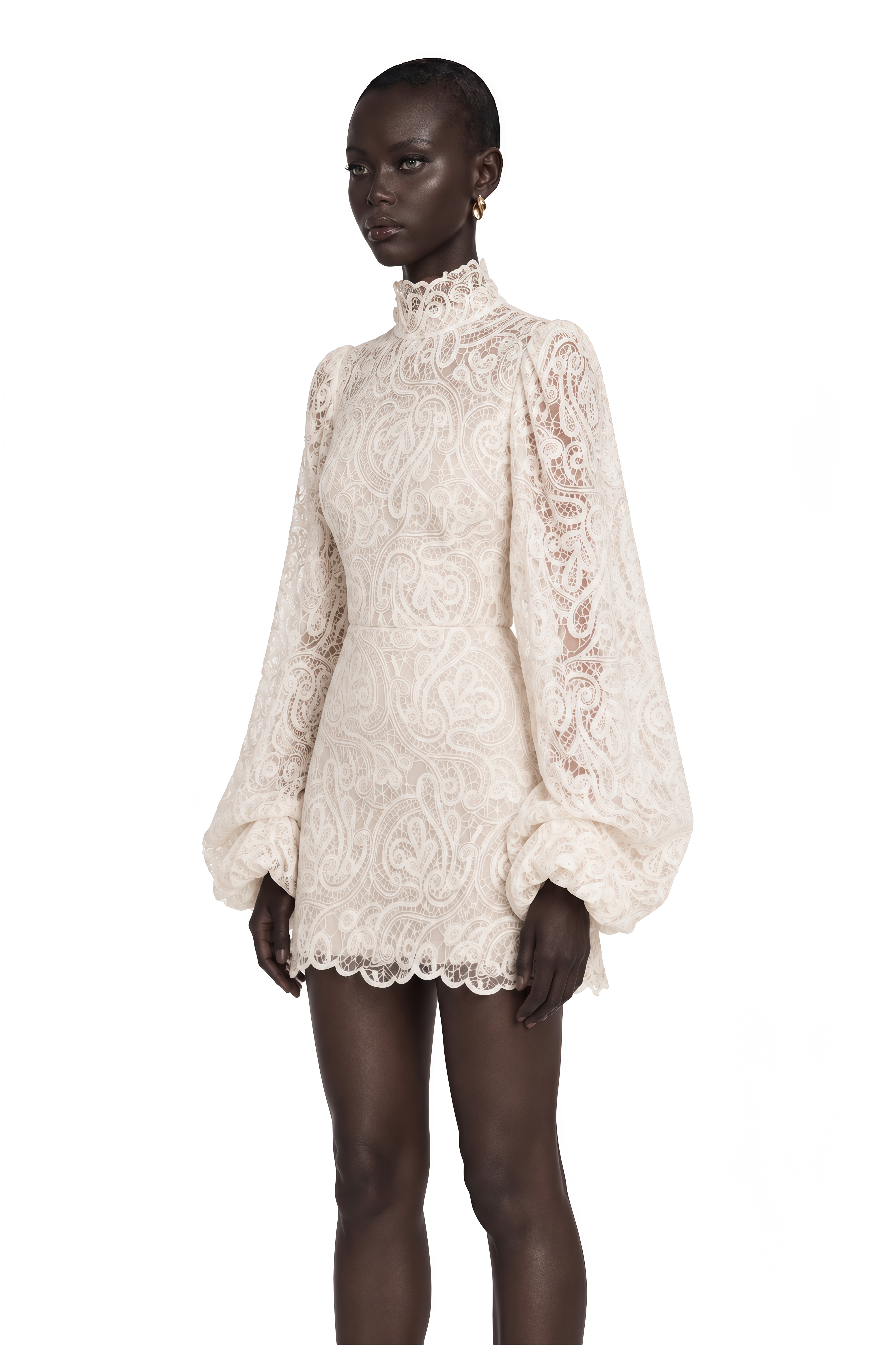 Eulalie Cream White Lace Blouse & Skirt Set