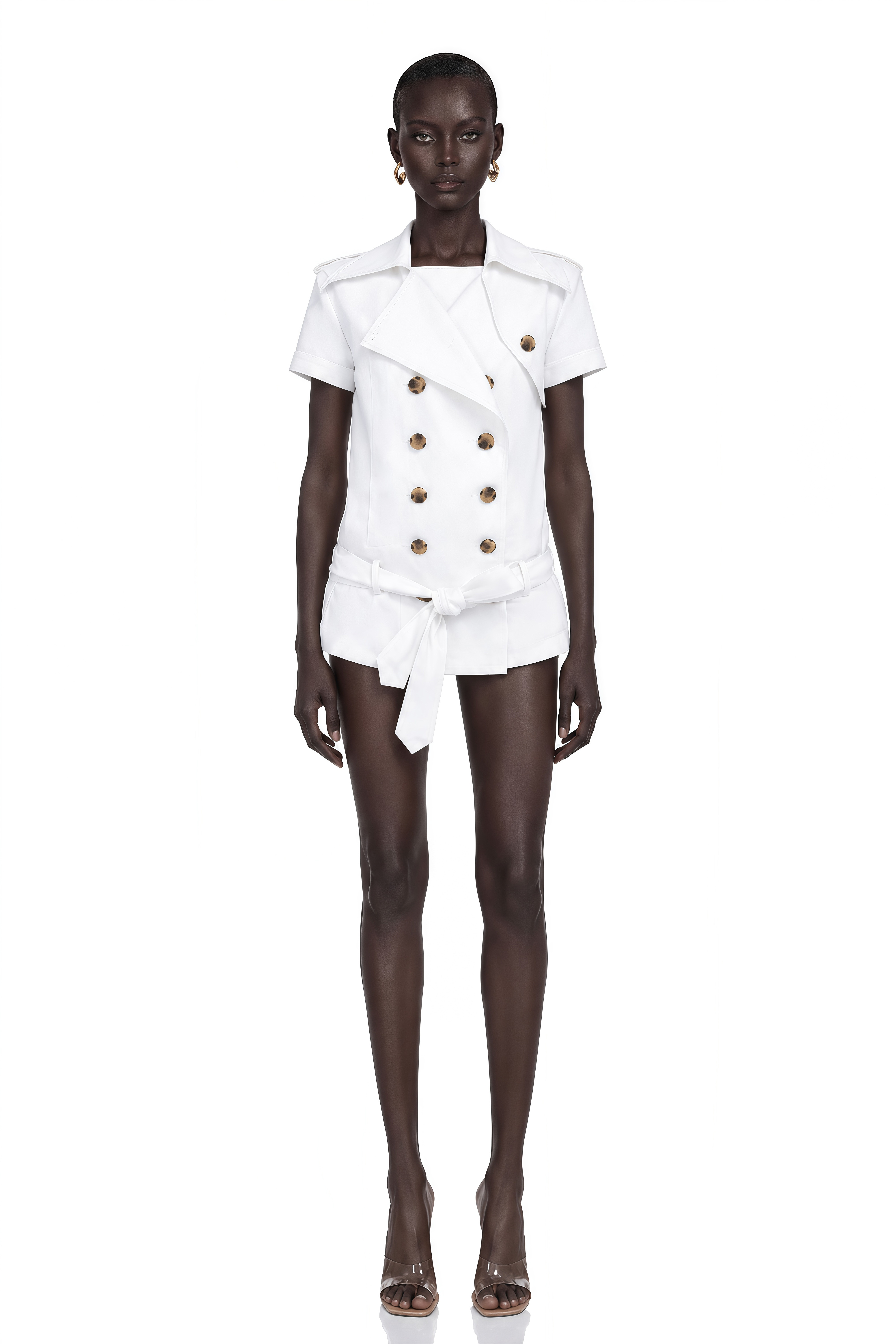 Josette White Double Breasted Trench Coat