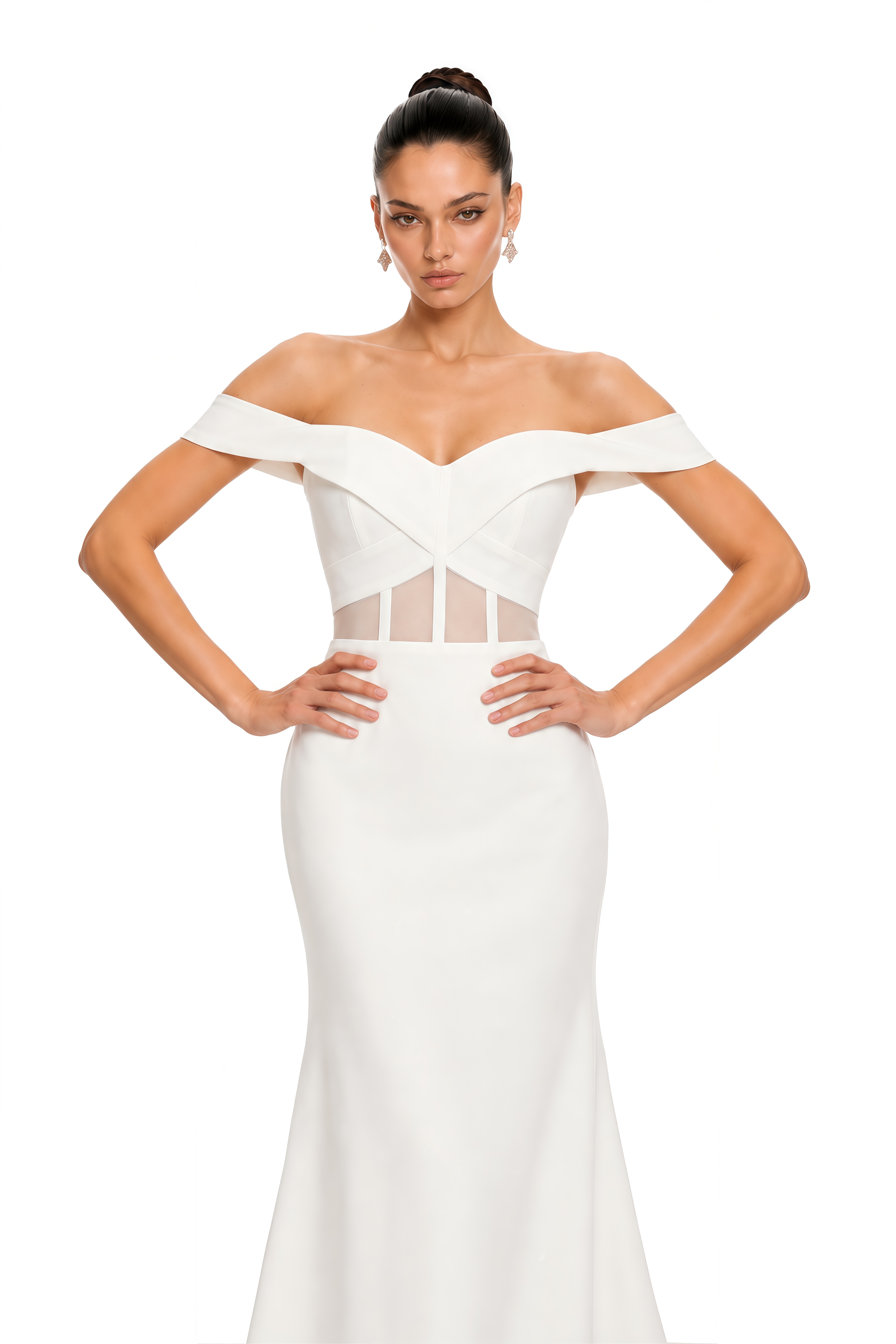 Ingrid White Off Shoulder Mermaid Maxi Dress