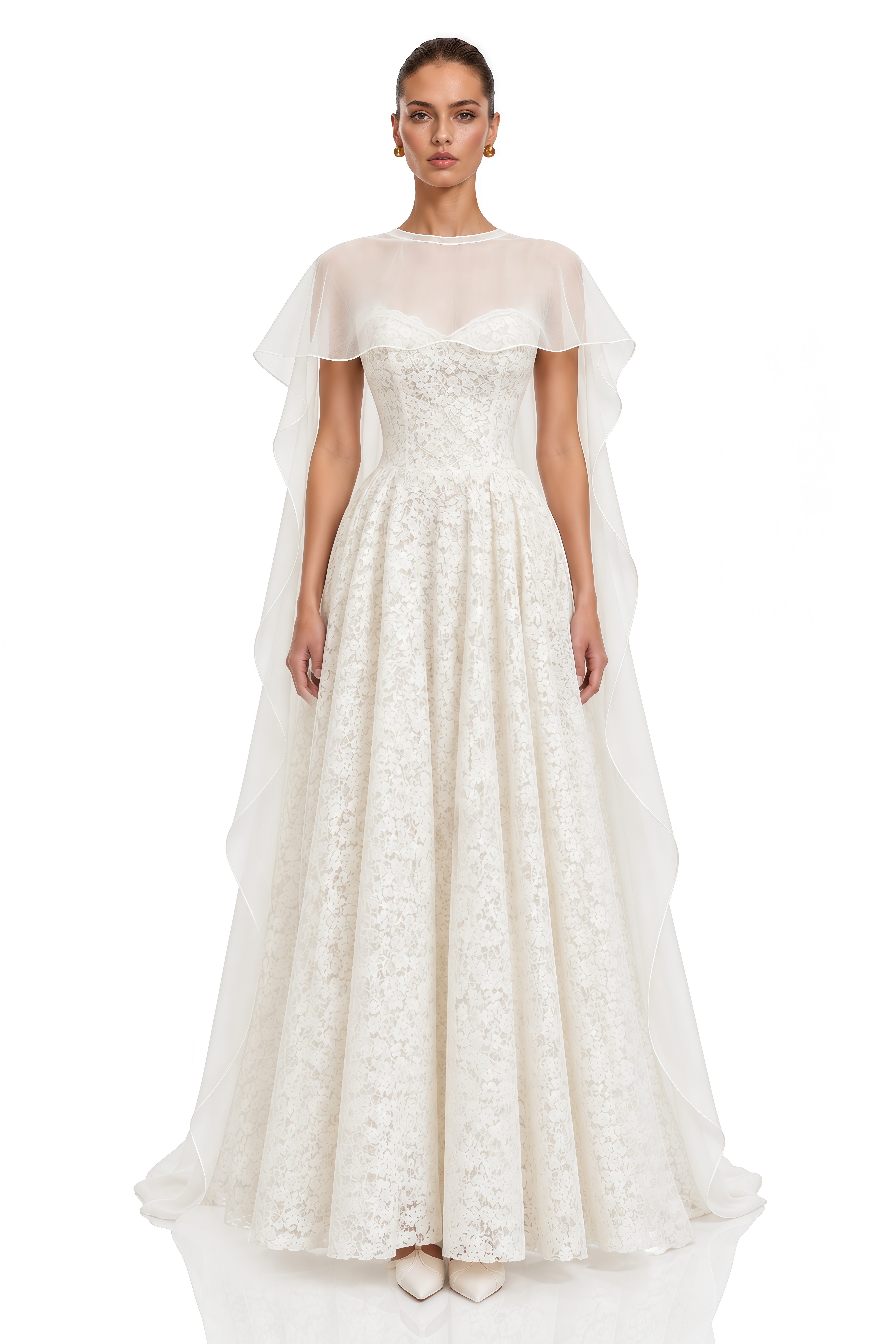 Aulera White Floral Lace Maxi Gown