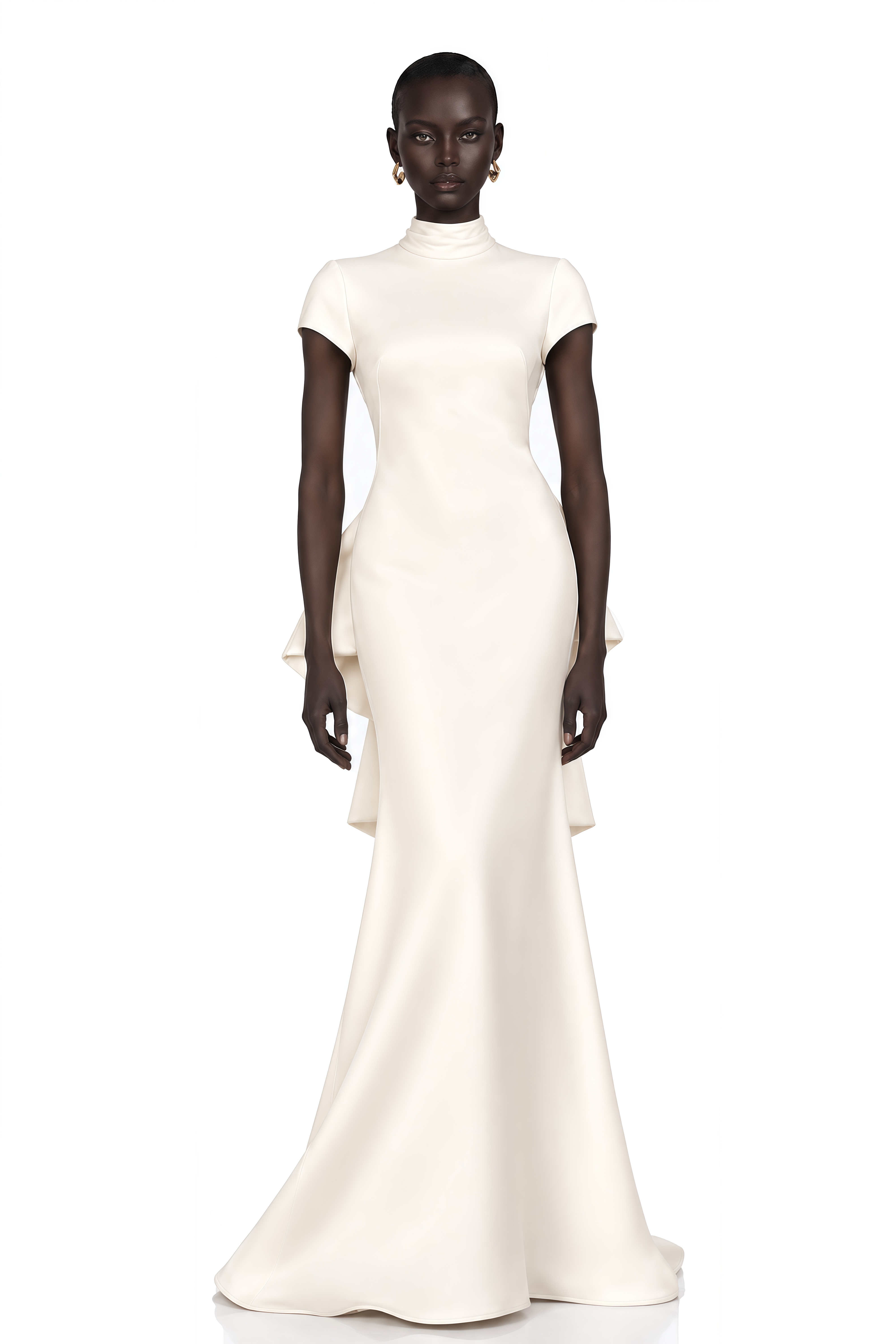 Camille White Statement Bow Mermaid Maxi Dress