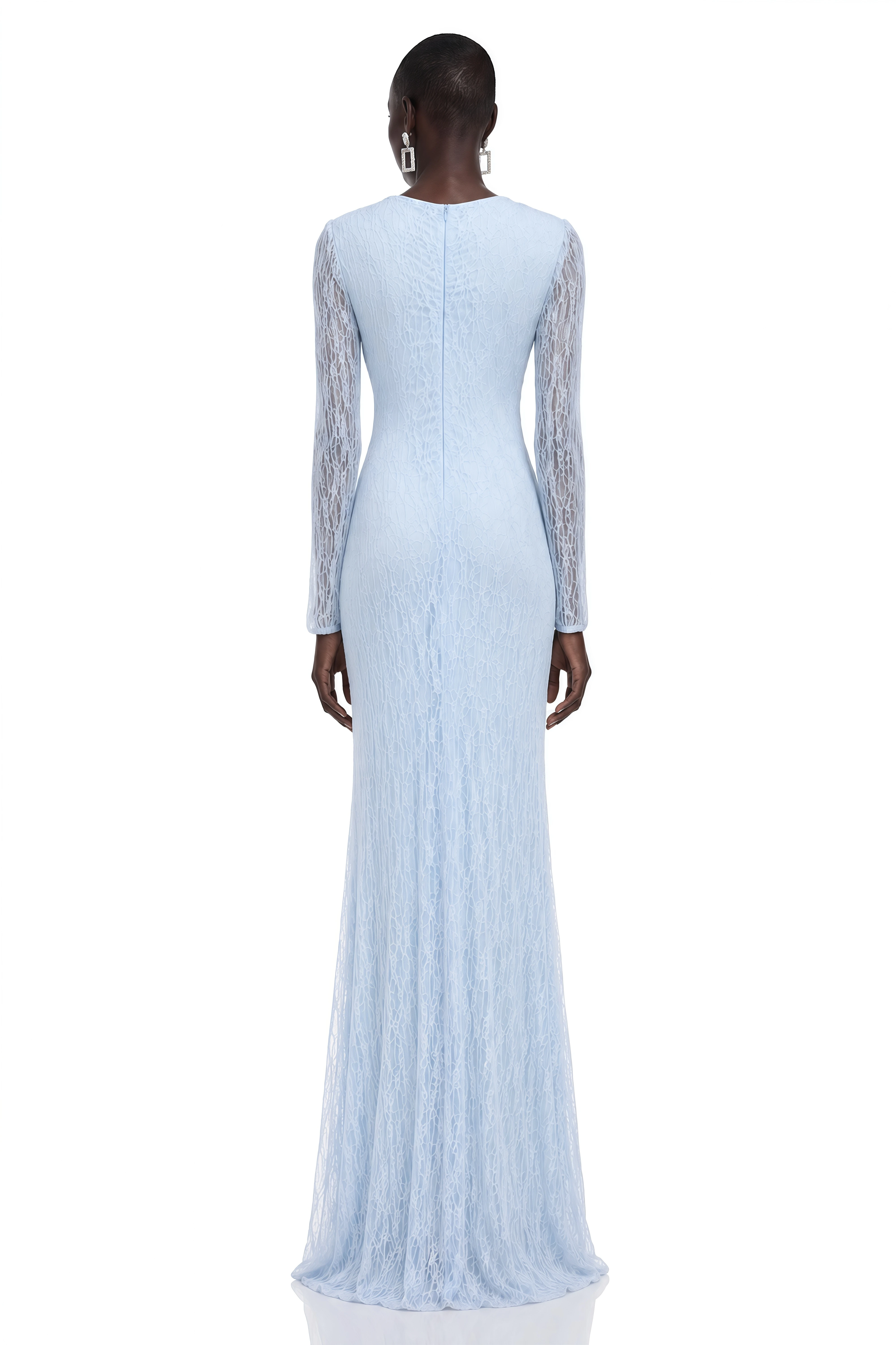 Elva Baby Blue Crystal-Embellished Draped Maxi Dress