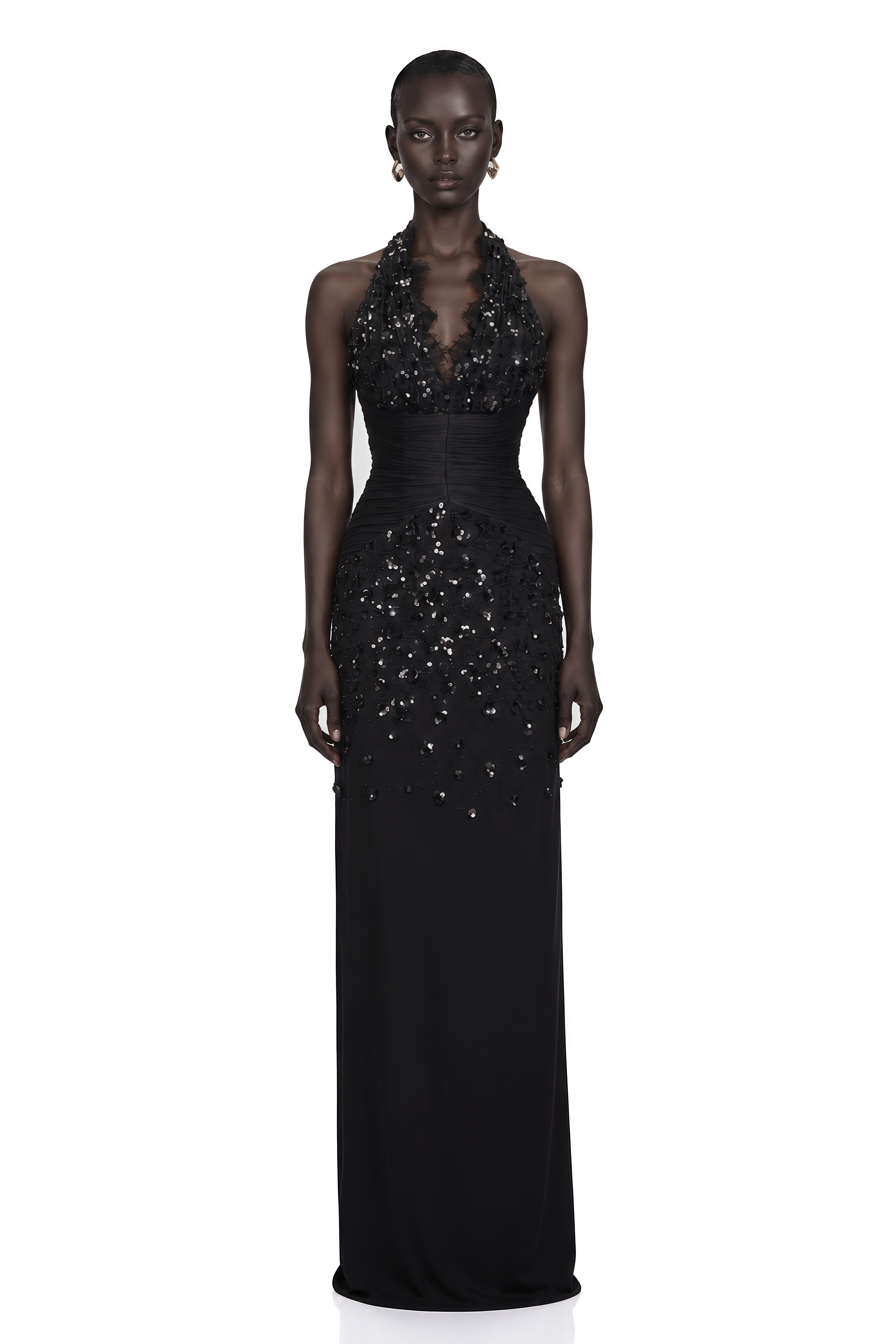 Siphokazi Black Halterneck Embellished Corset Maxi Gown