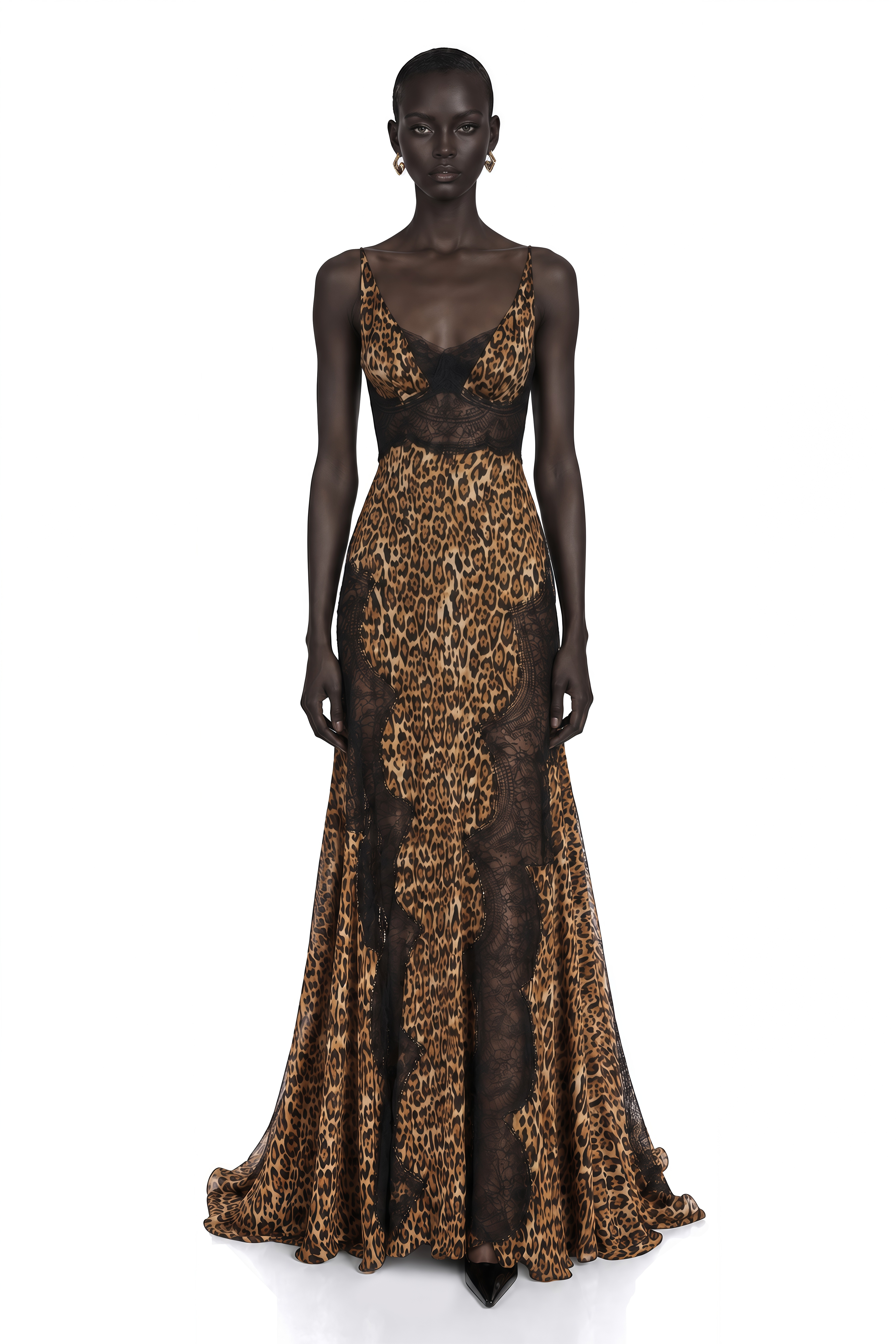 Denisa Brown Leopard Print Maxi Dress