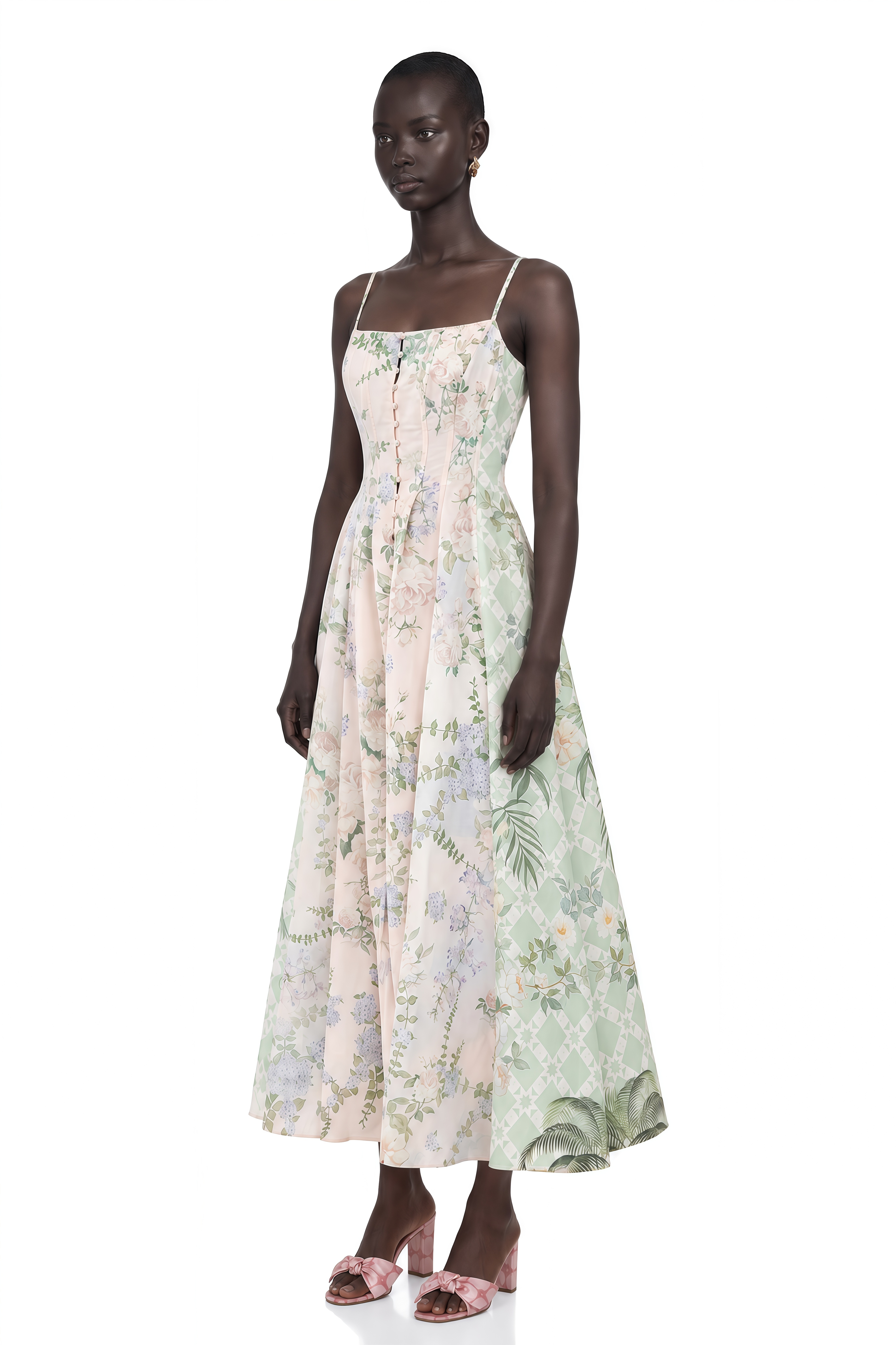 Aurore Pink Floral Print Maxi Dress