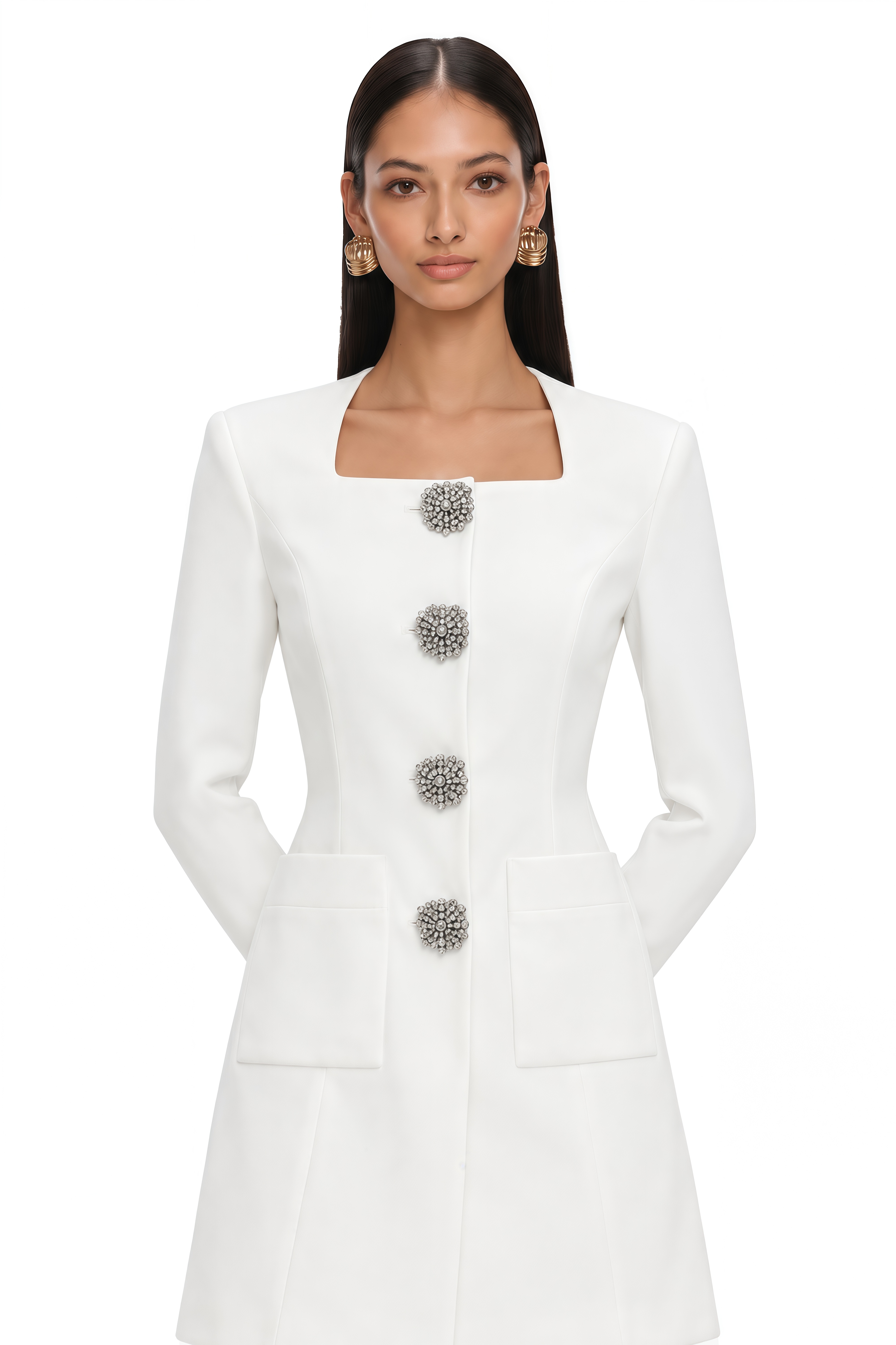 Fionnghuala white crystal mini dress