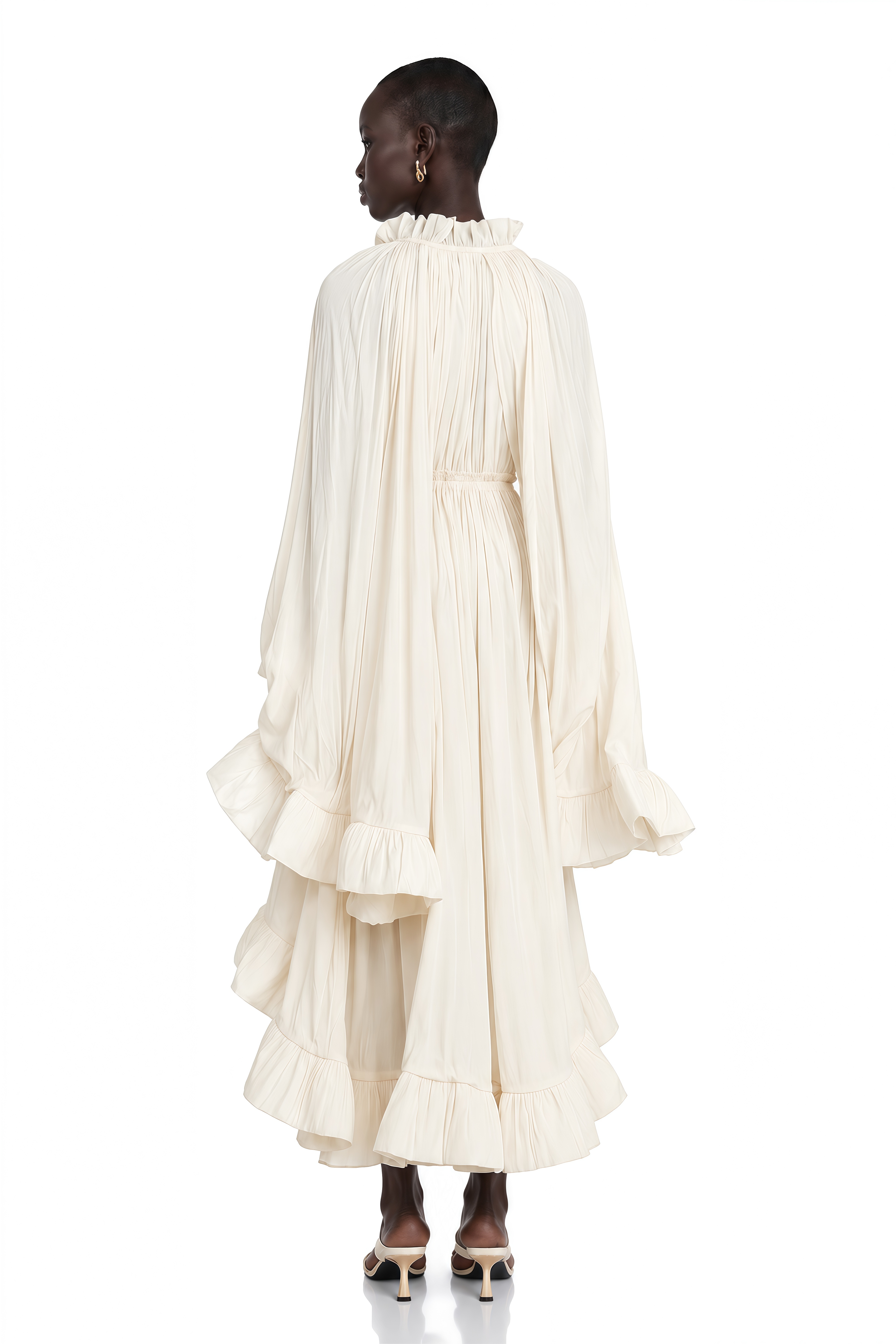Charlene cape-design midi dress