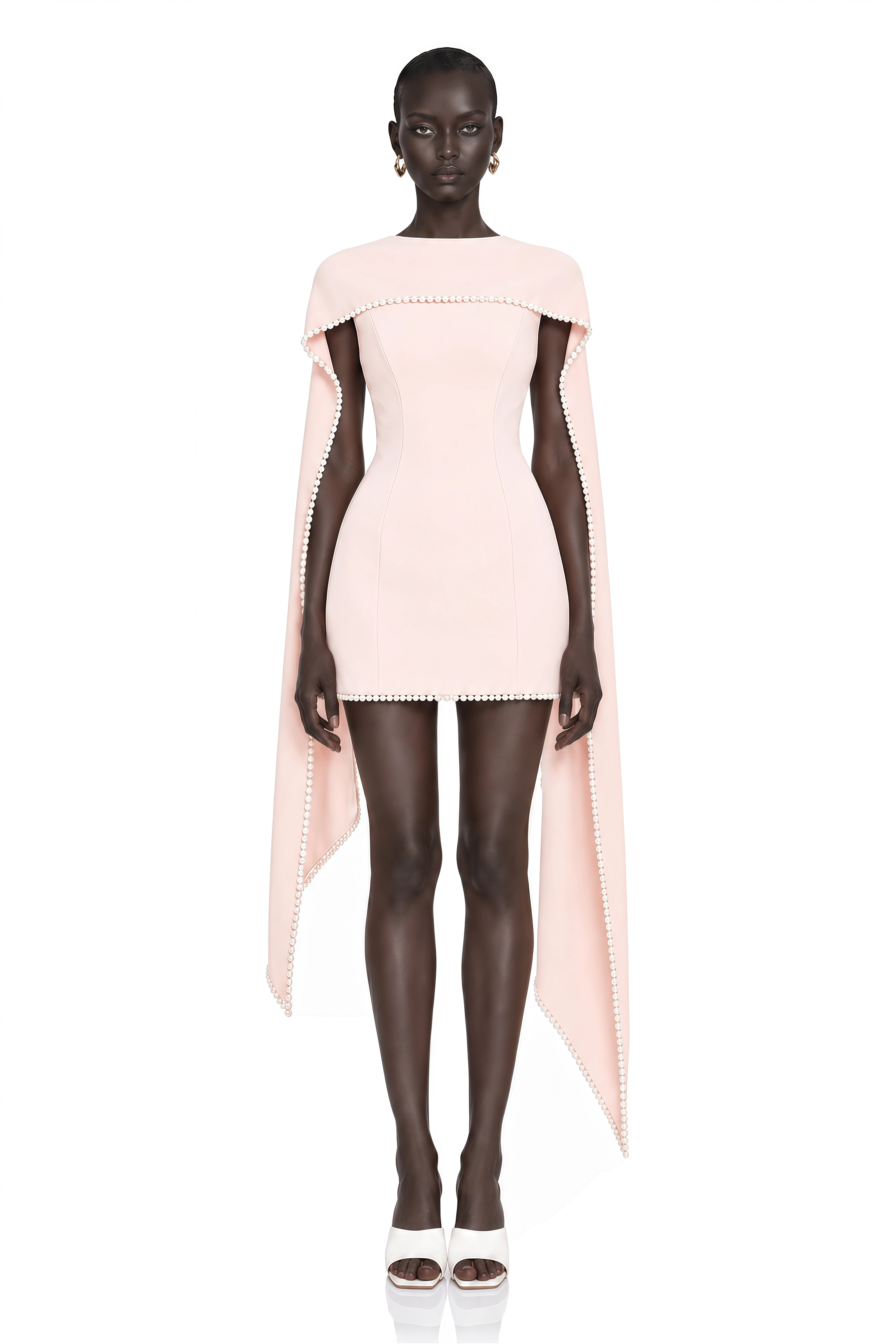 Piroska Pink Sleeveless Pearl Trim Mini Dress