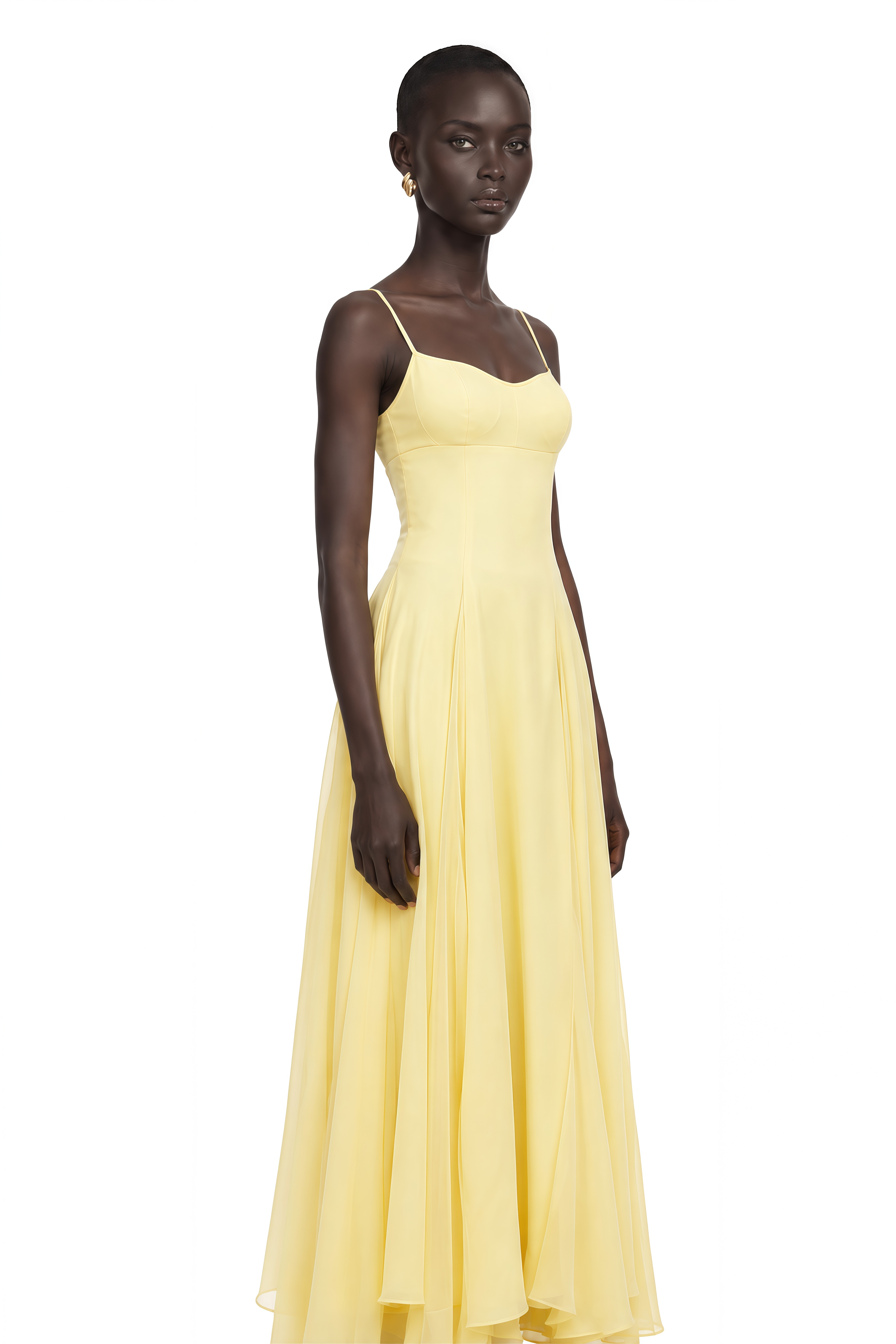 Sofie Yellow Pleated Maxi Dress