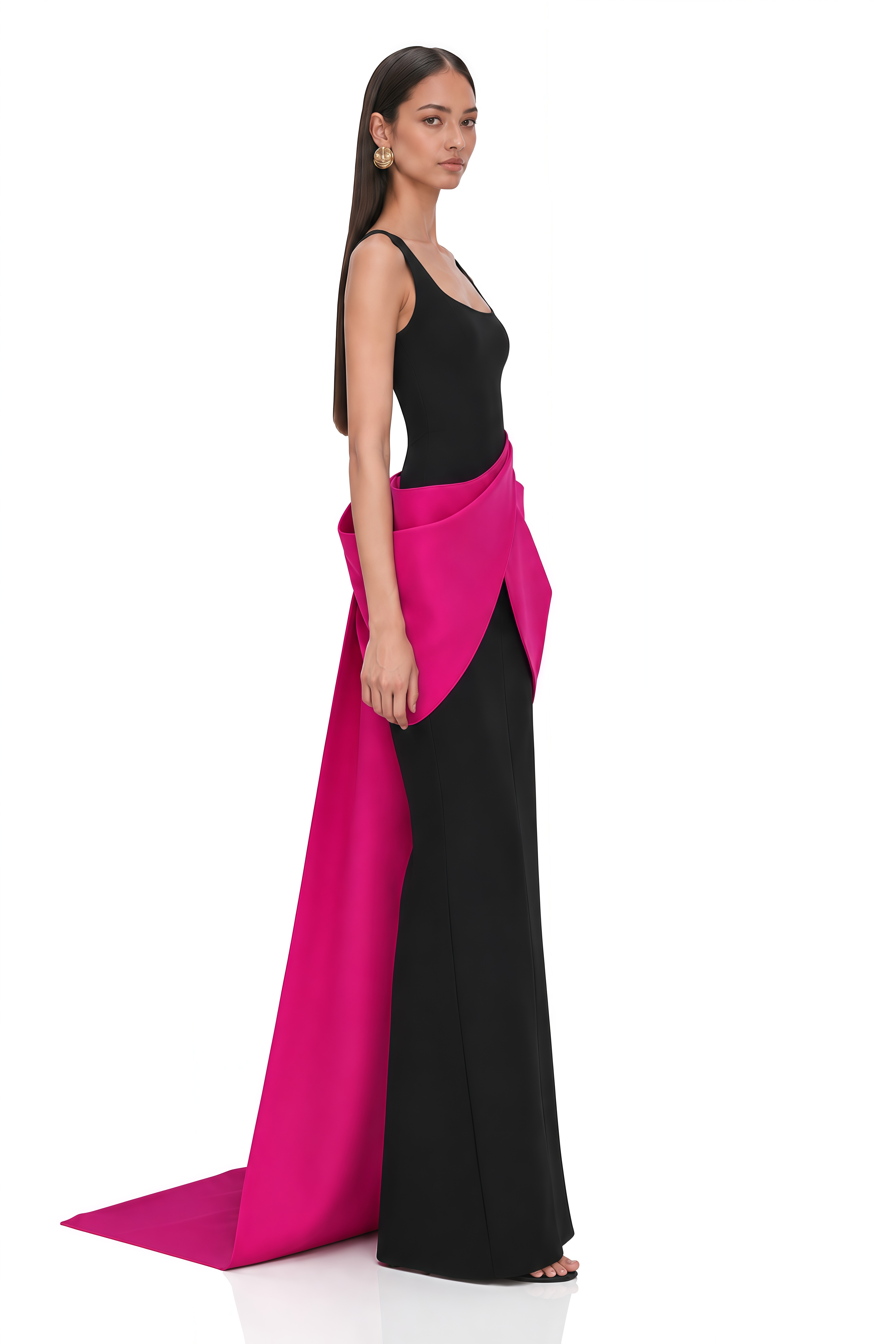 Aurora Black Color Block Layered Maxi Dress