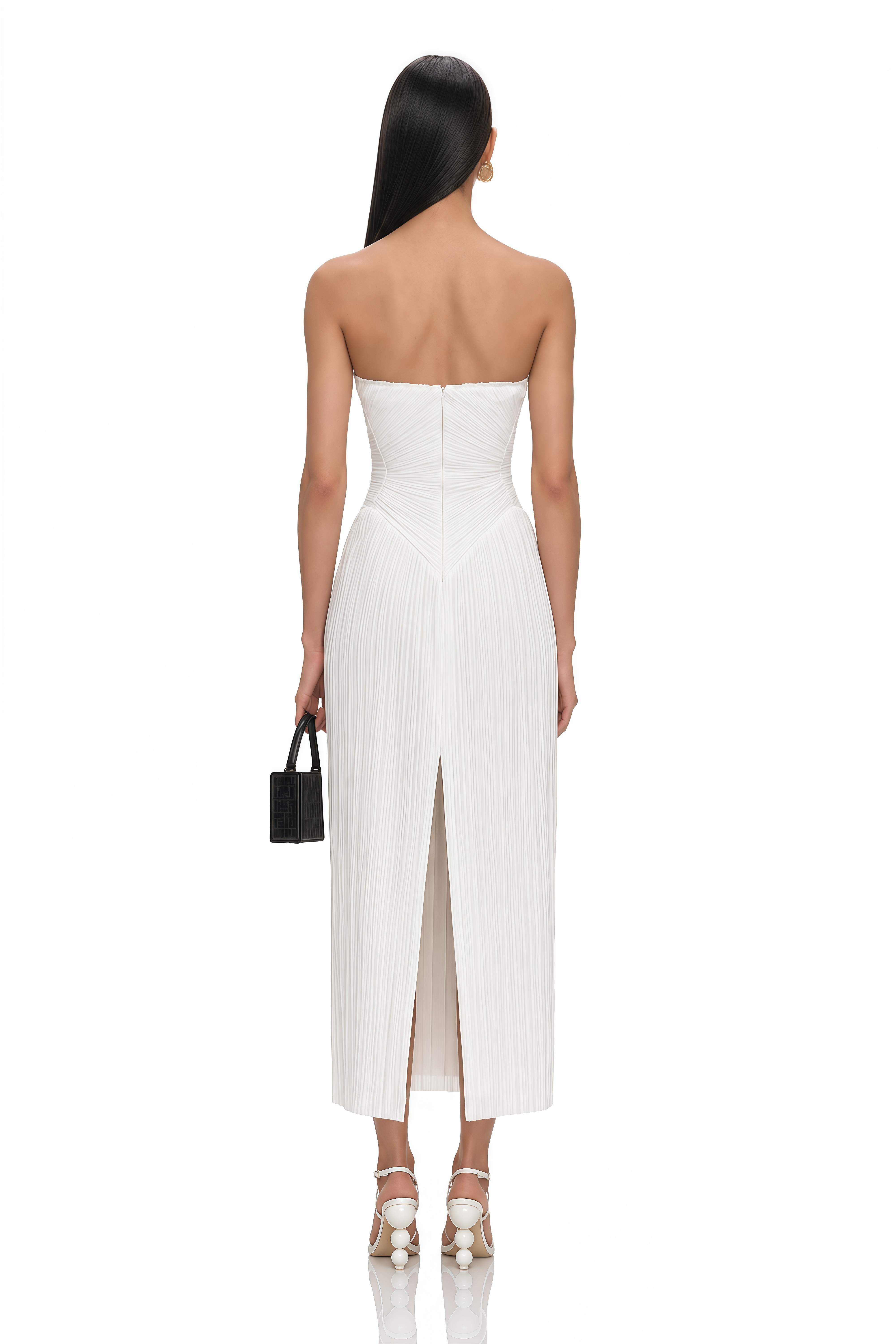 Ilinca White Off-Shoulder Ruched Maxi Dress