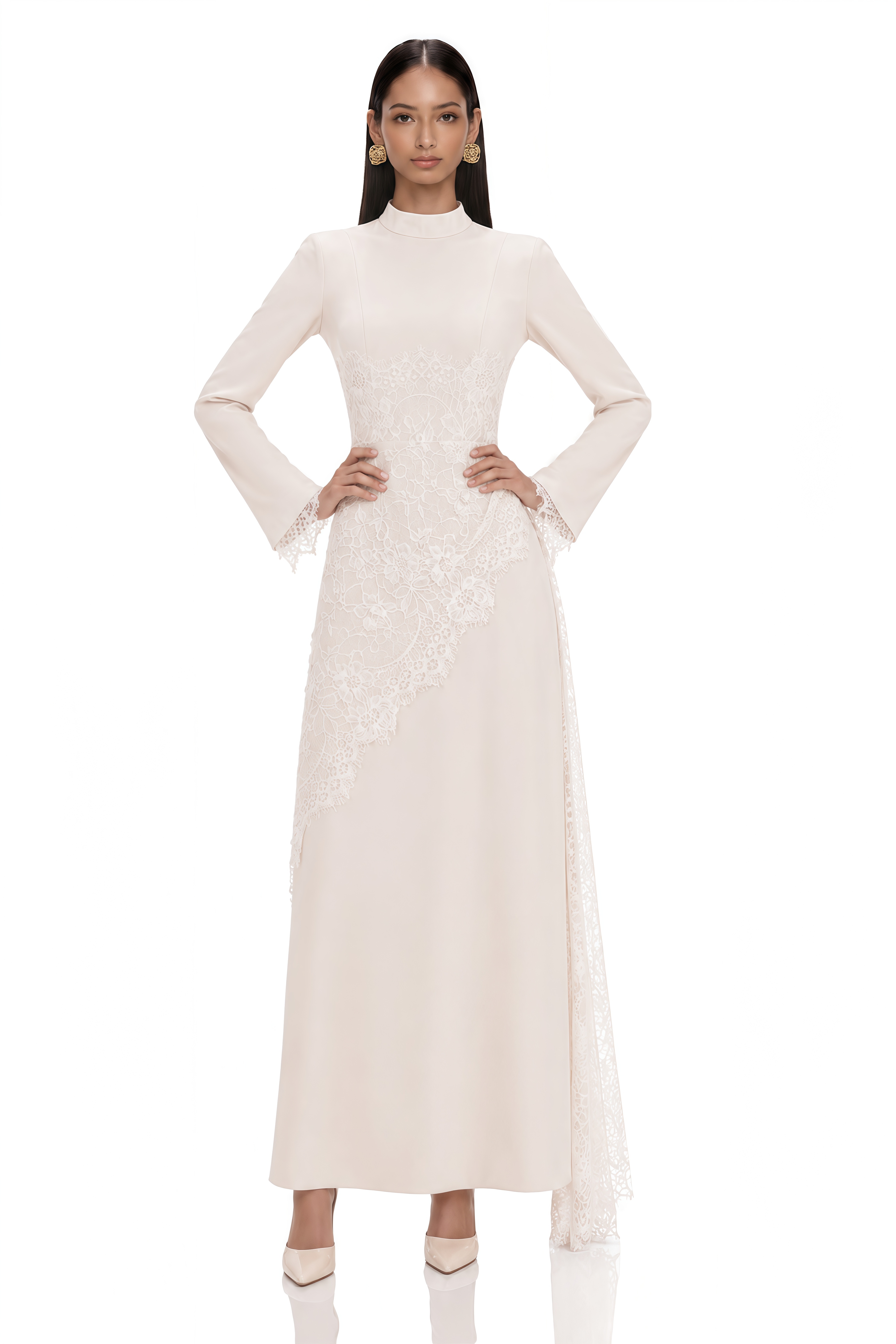Aurora White Floral Lace Maxi Dress