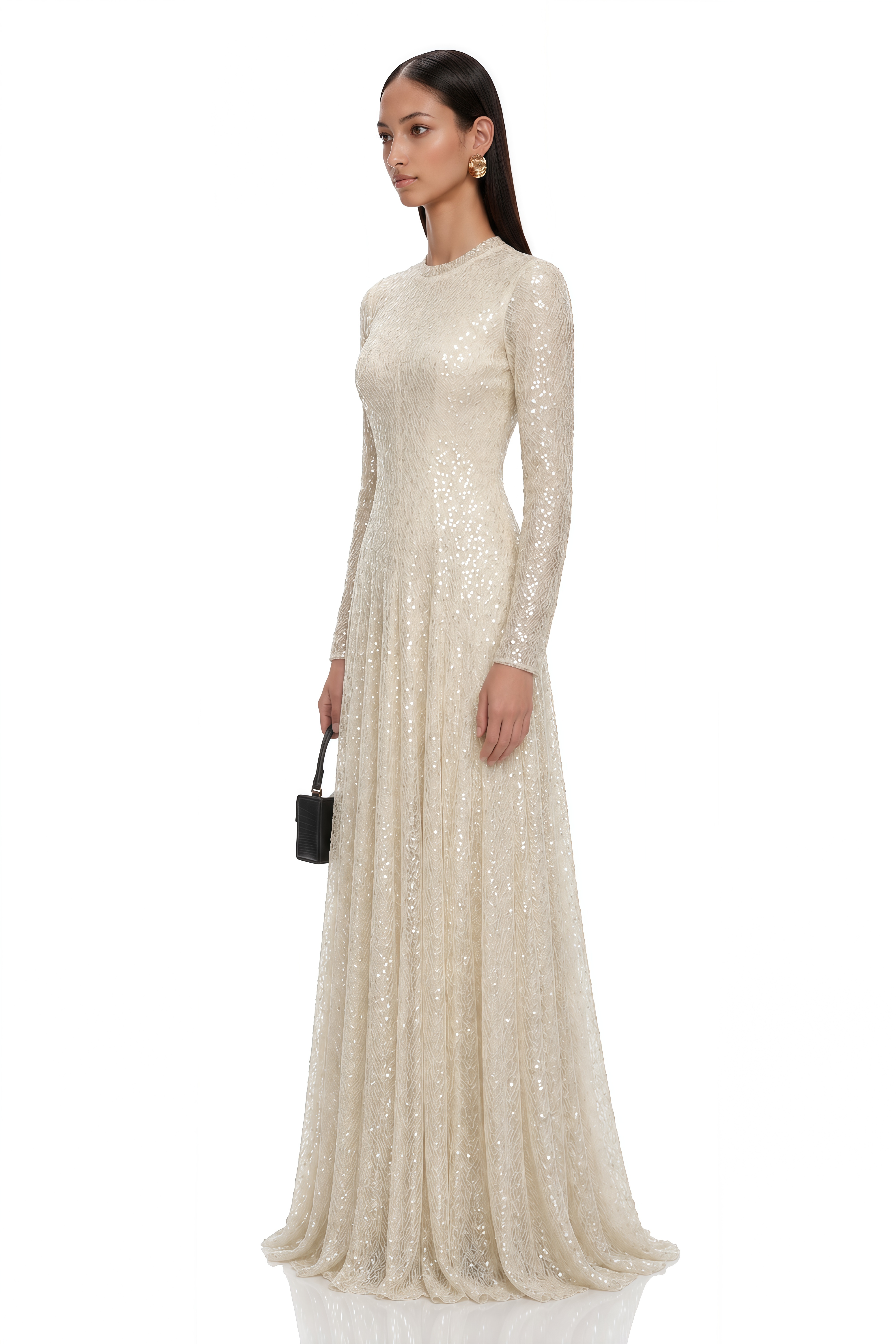 Brynhildr White Embellished Tulle Maxi Dress