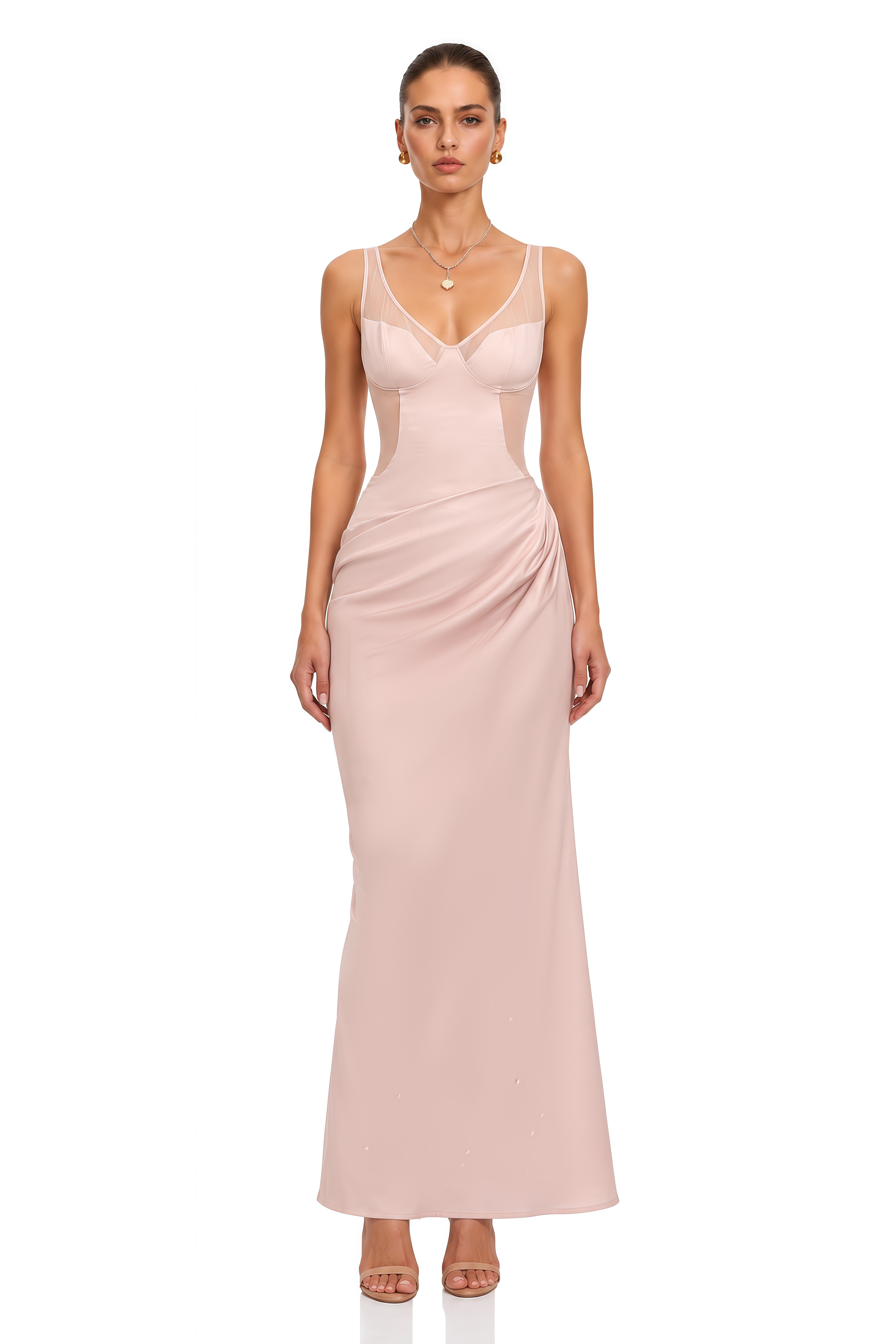 Nikau Pink Cut-Out Cinched Waist Maxi Dress