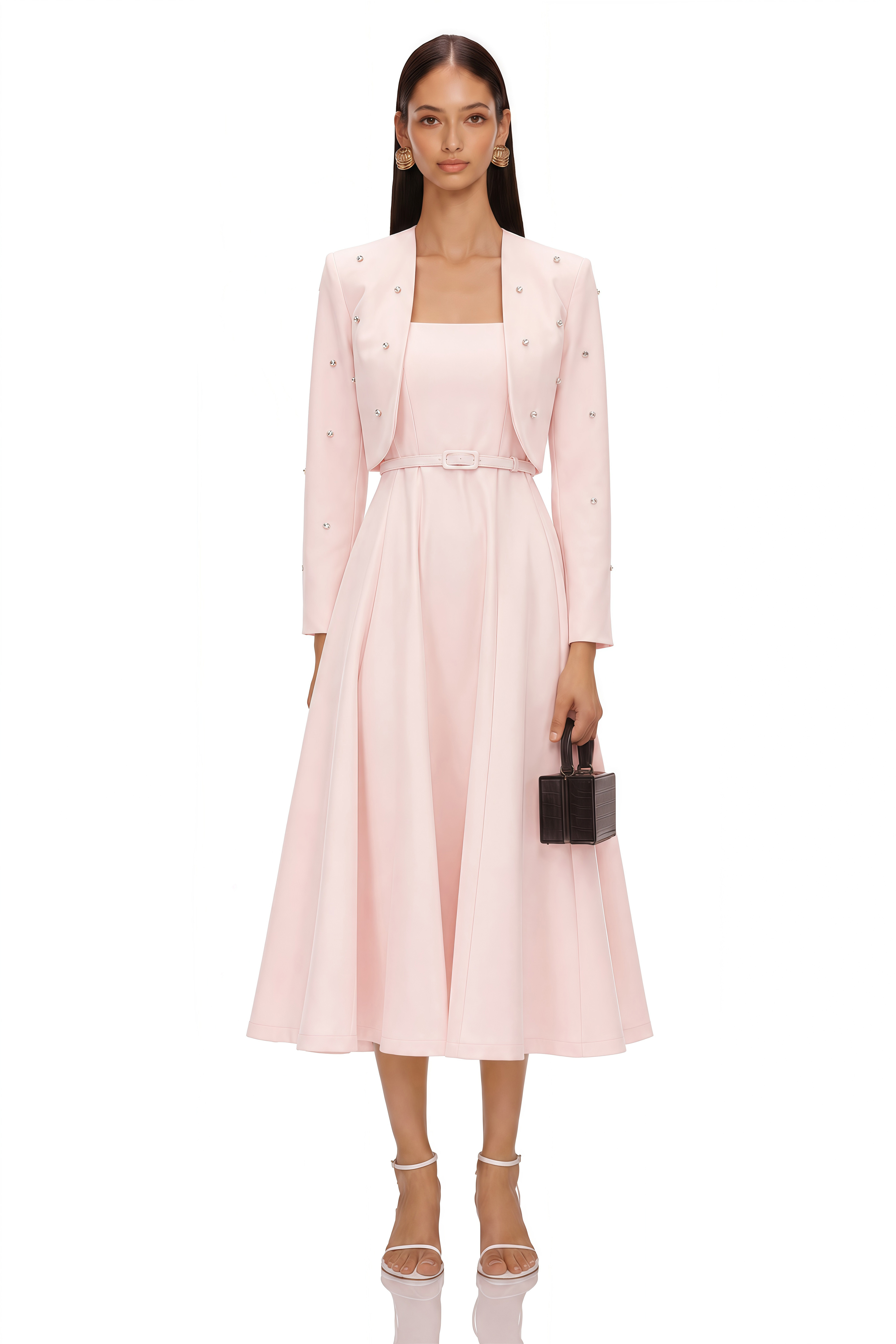 Valéria Pink Crystal Embellished Jacket & Dress Set