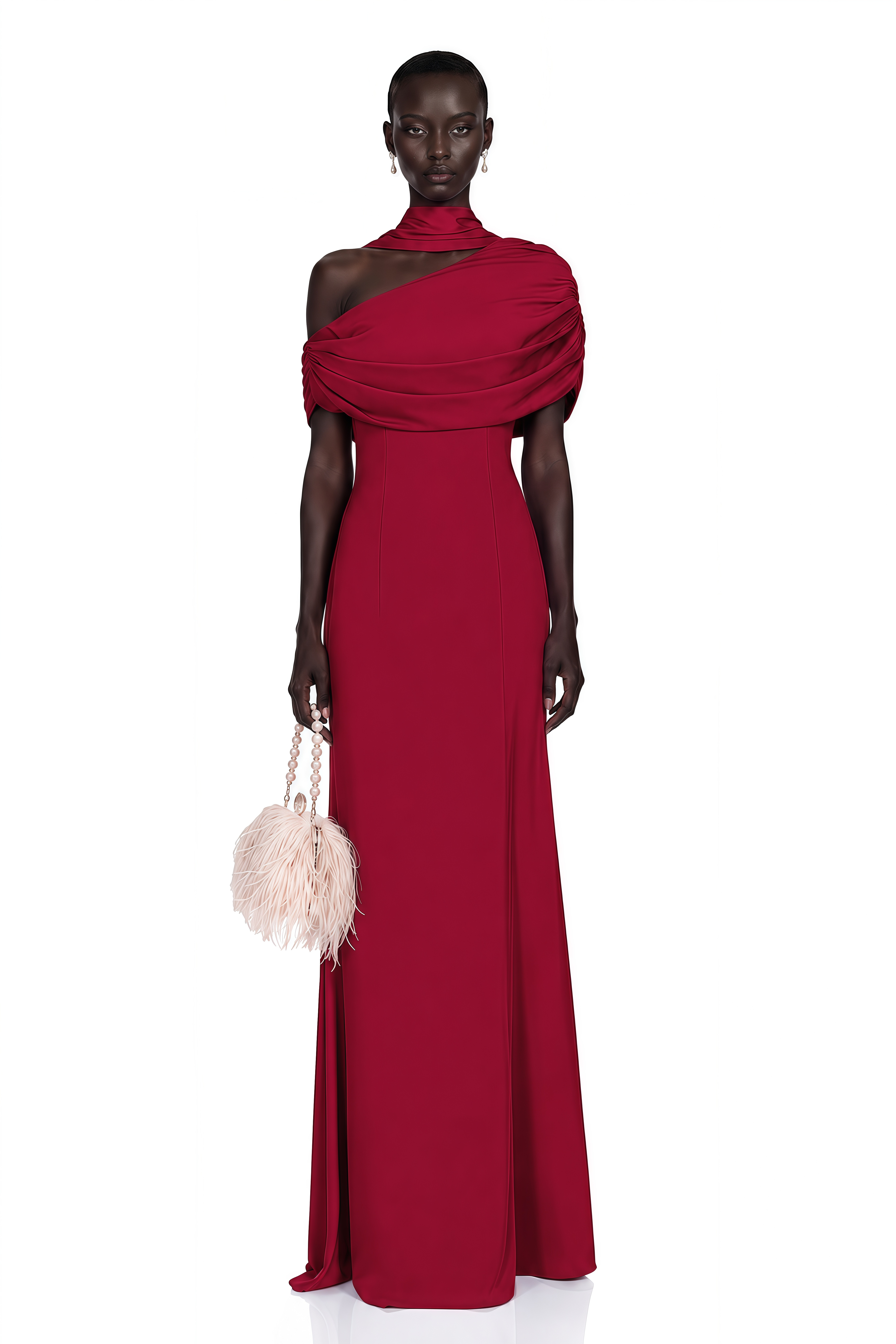 Benedetta Red One Shoulder Satin Maxi Dress