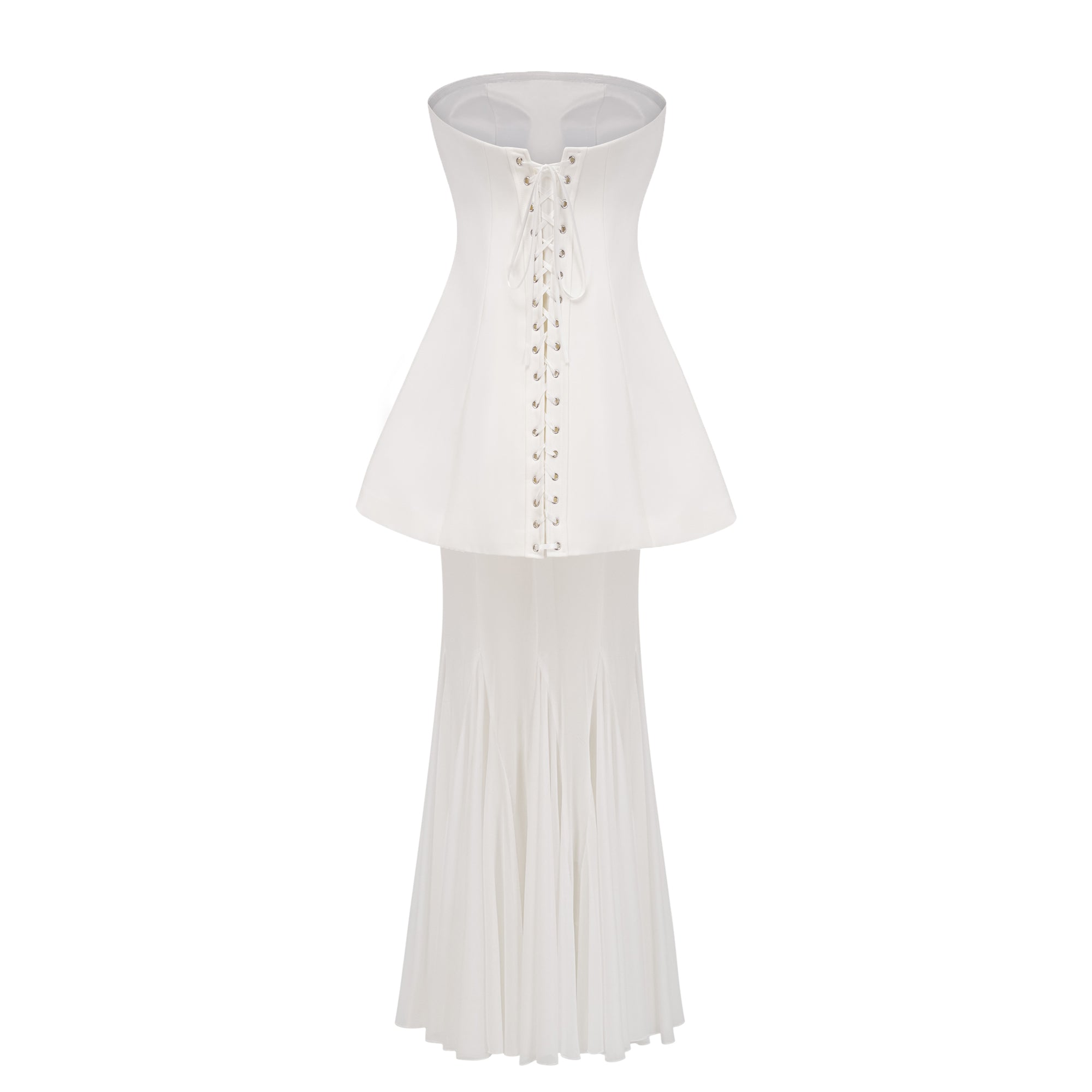 Mélanie White Corset Dress & Mesh Skirt Set