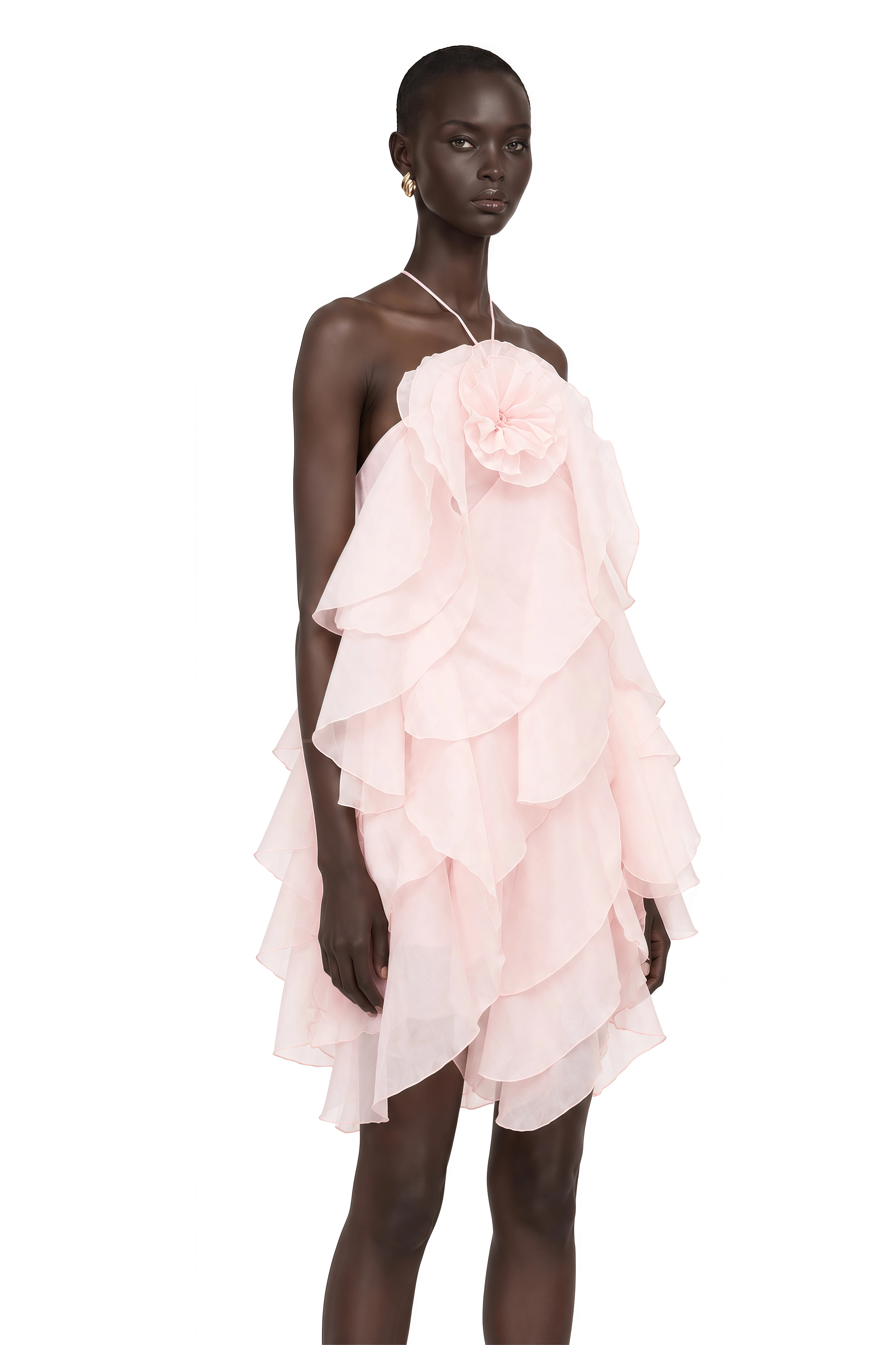 Lucie Pink Tiered Ruffled Mini Dress