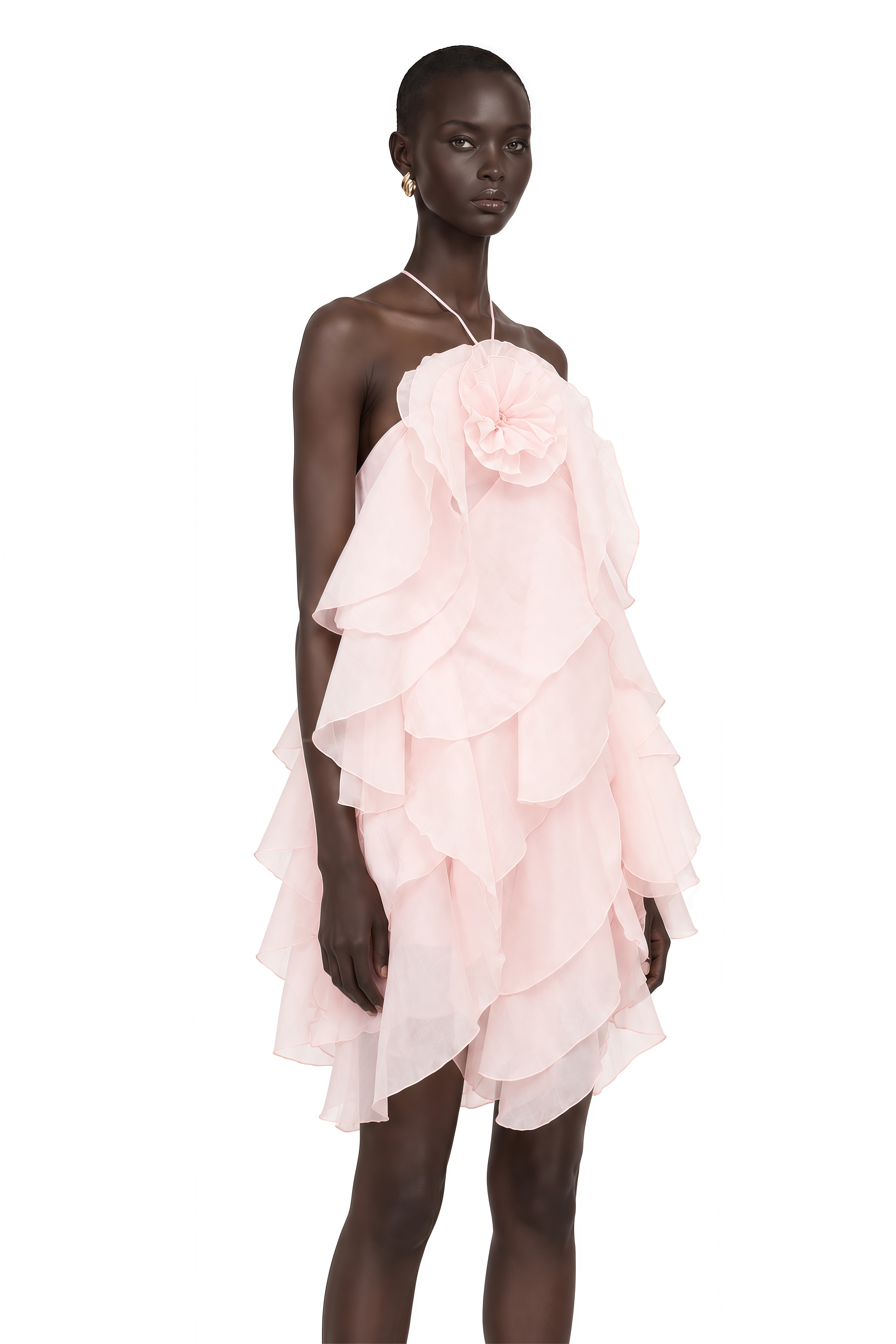 Lucie Pink Tiered Ruffled Mini Dress