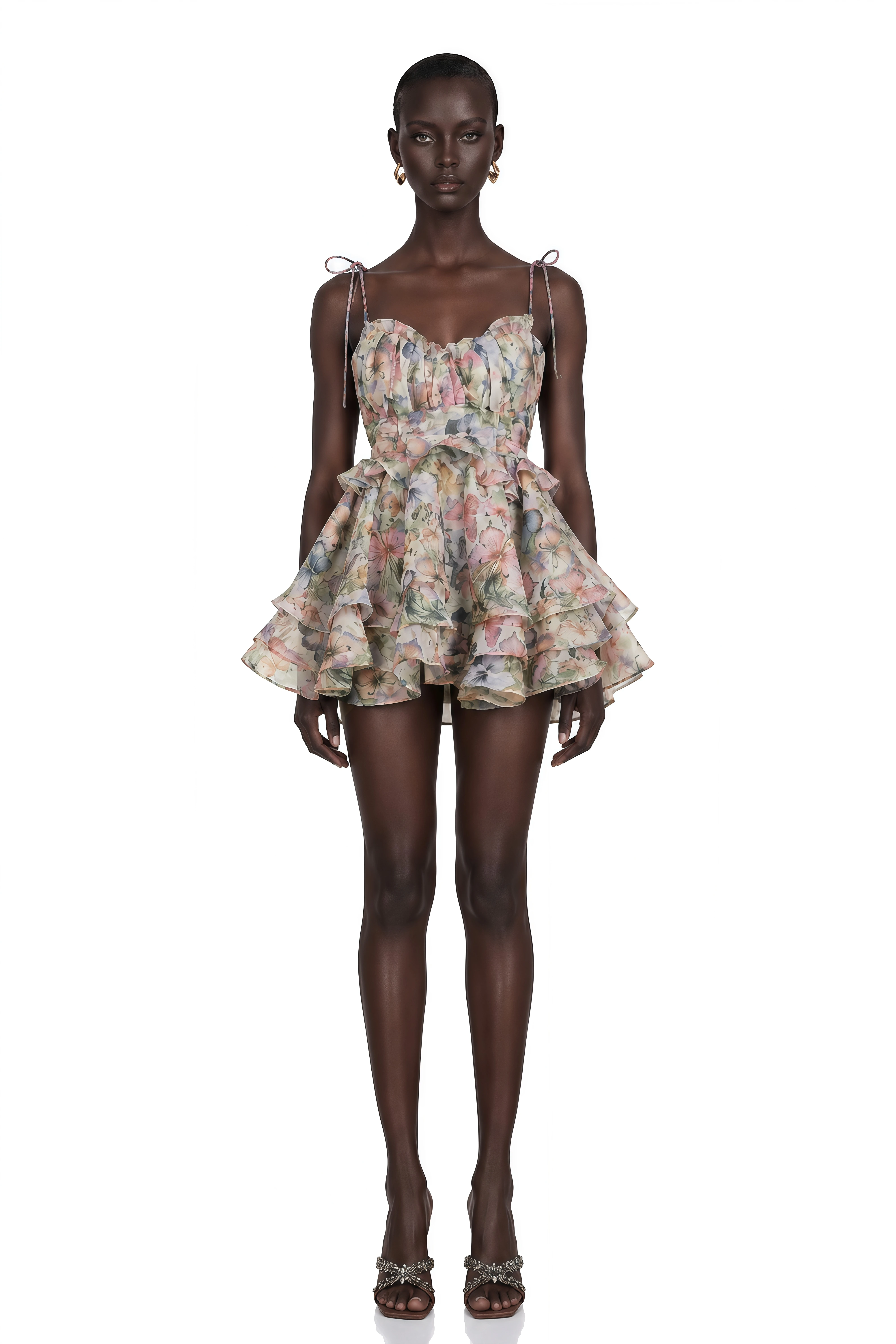 Juliette Floral Print Pleated Mini Dress