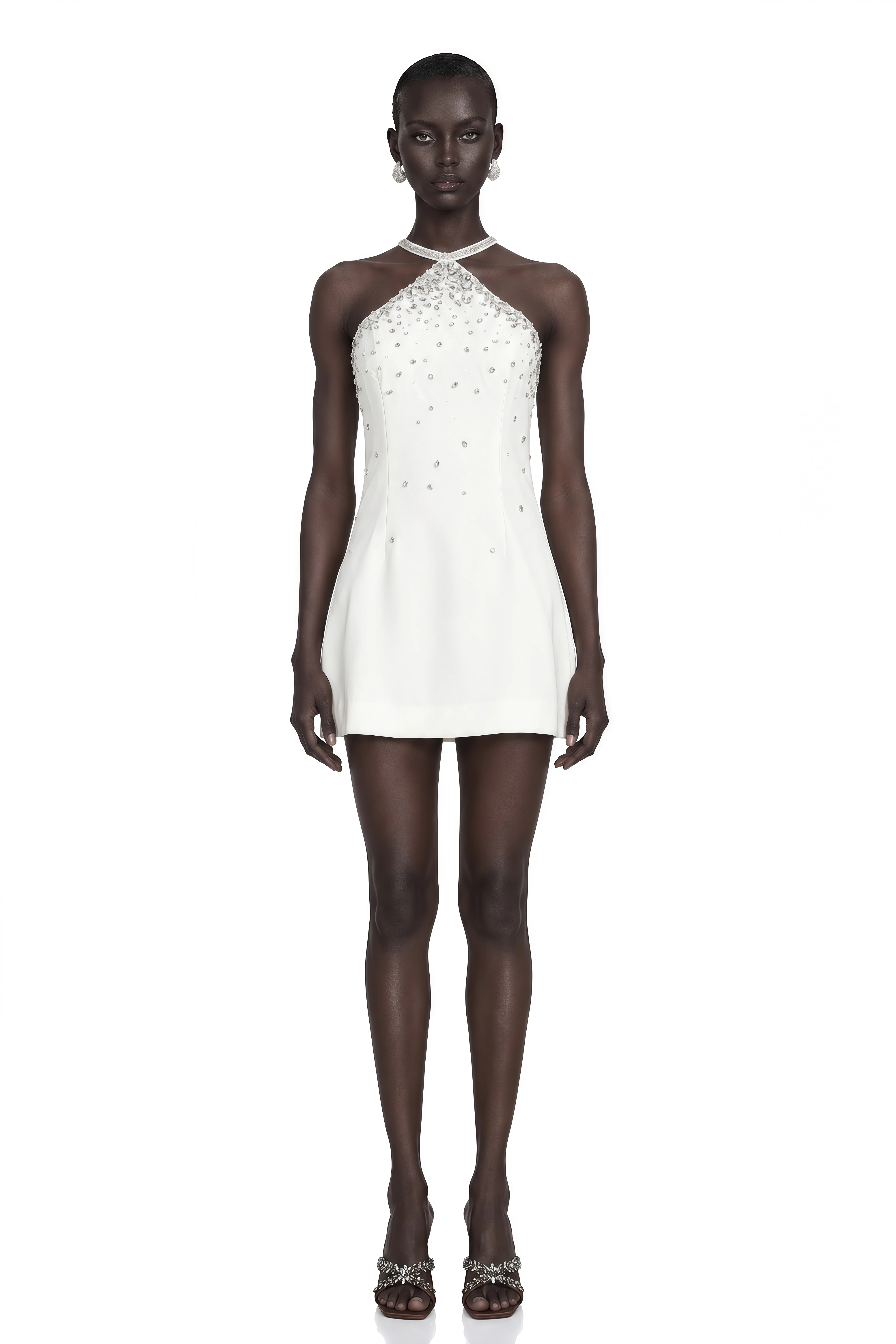 Xanthea White Embellished Mini Dress