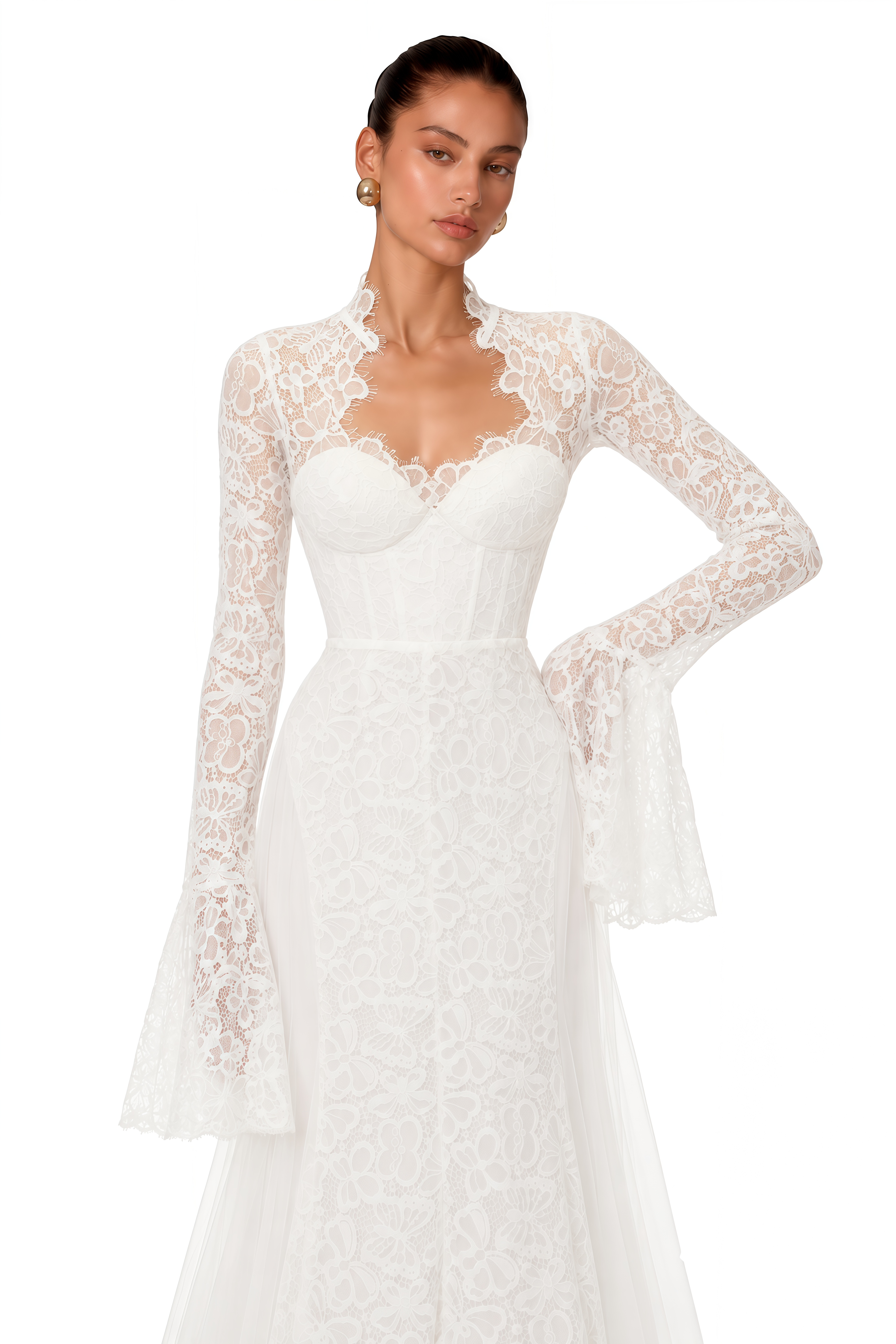 Malgorzata White Cut-Out Maxi Dress with Train