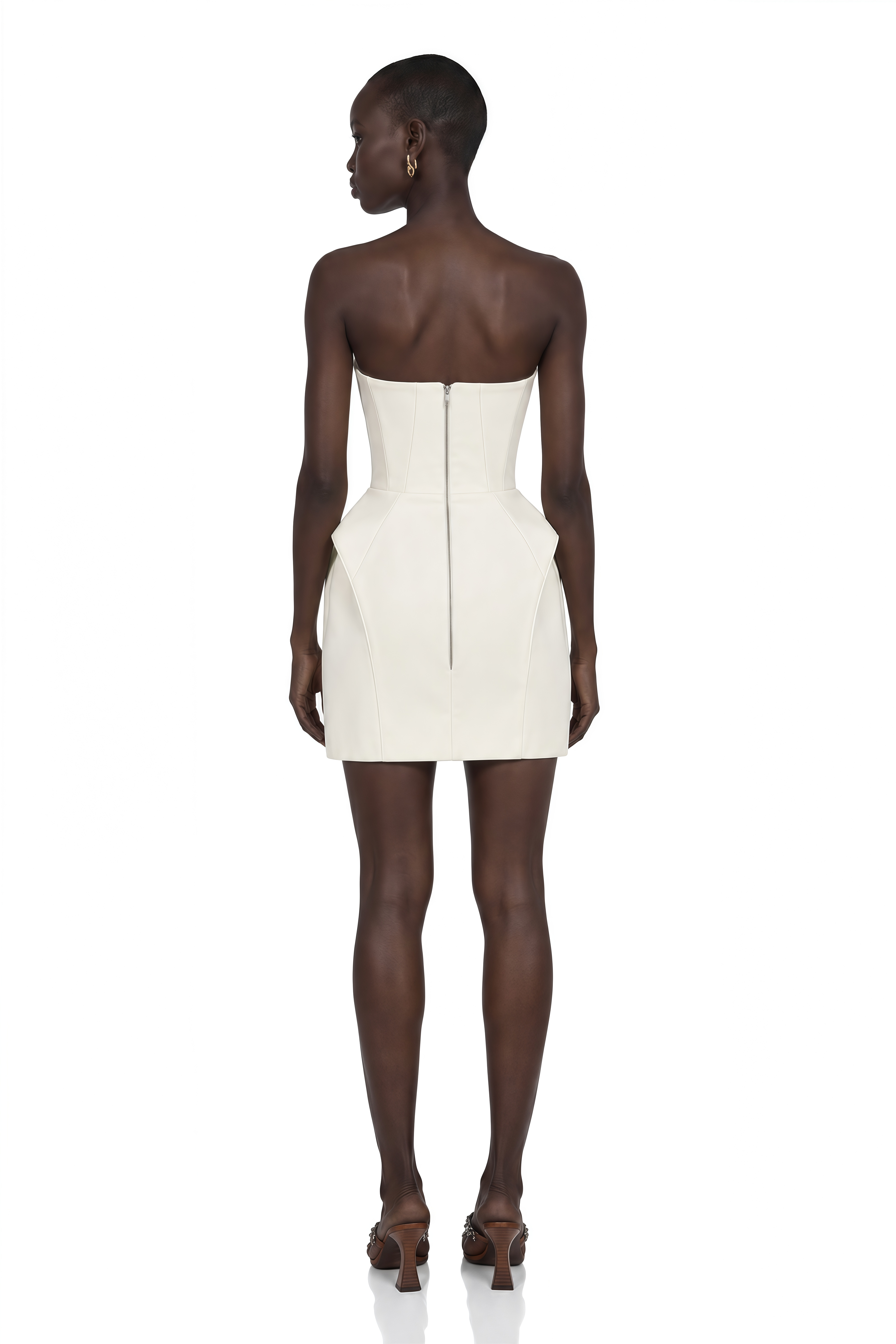 Alba White Barrel Waist Corset Mini Dress