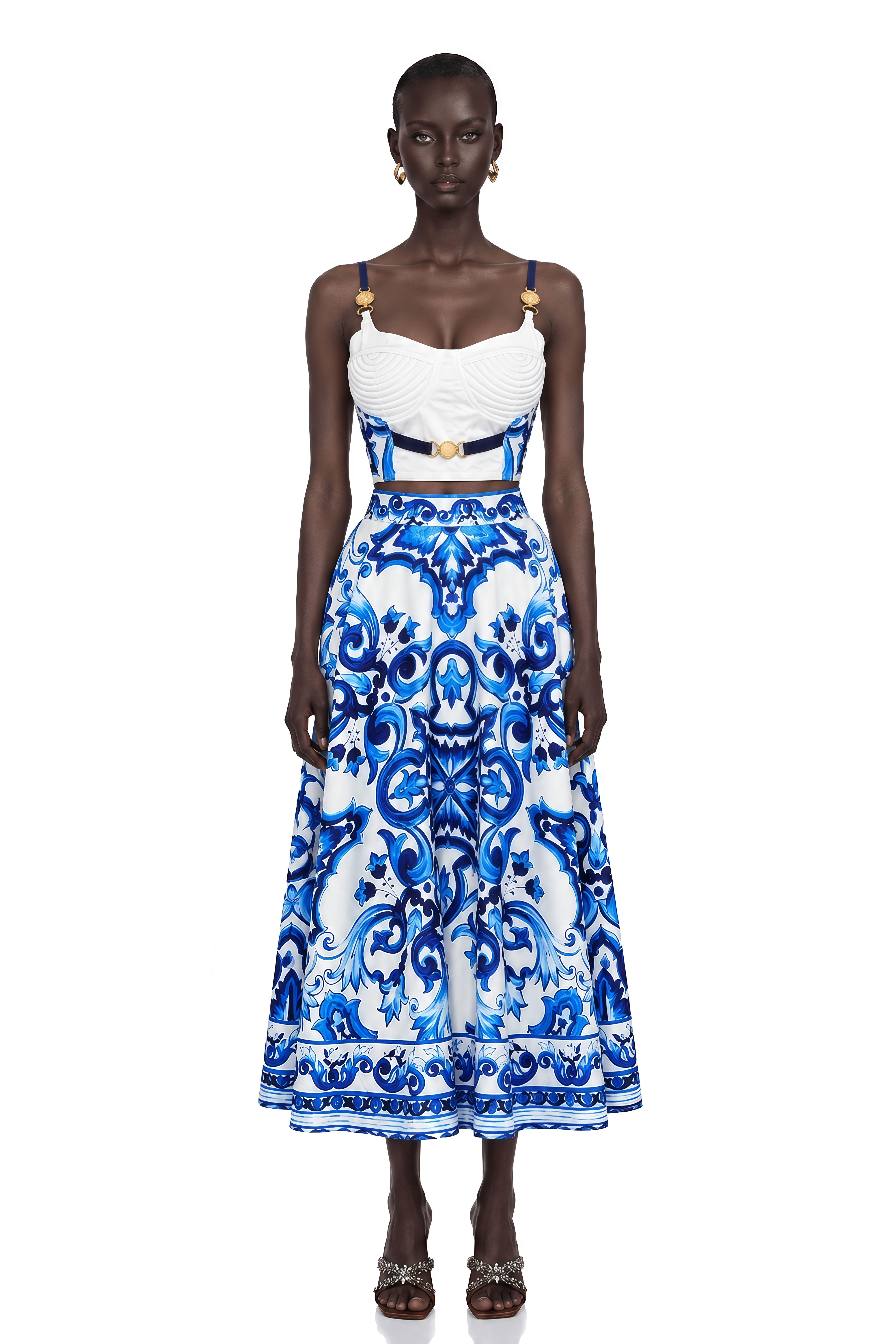 Allegra Graphic-Printed Top & Skirt Matching Set